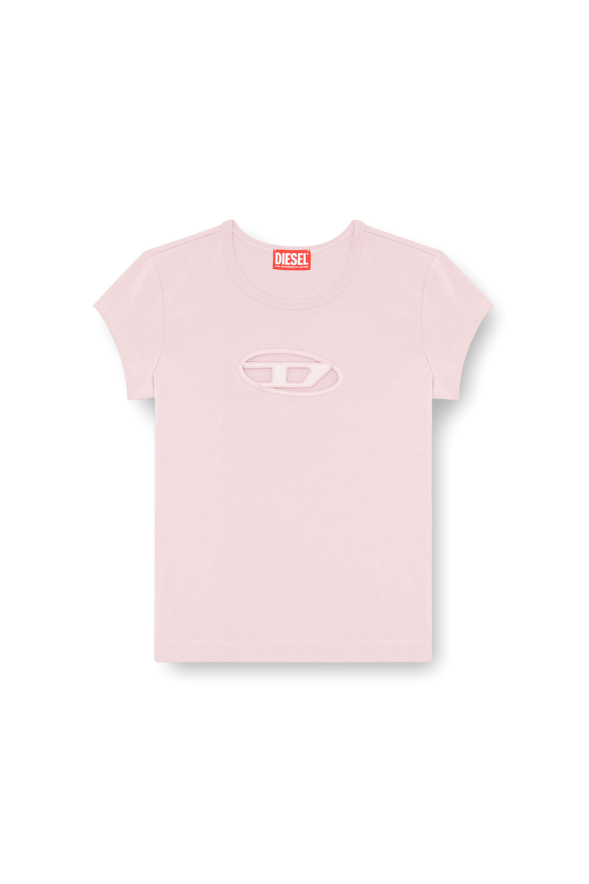 Diesel - T-ANGIE, Mujer Camiseta con logotipo cucú in Rosa - Image 3