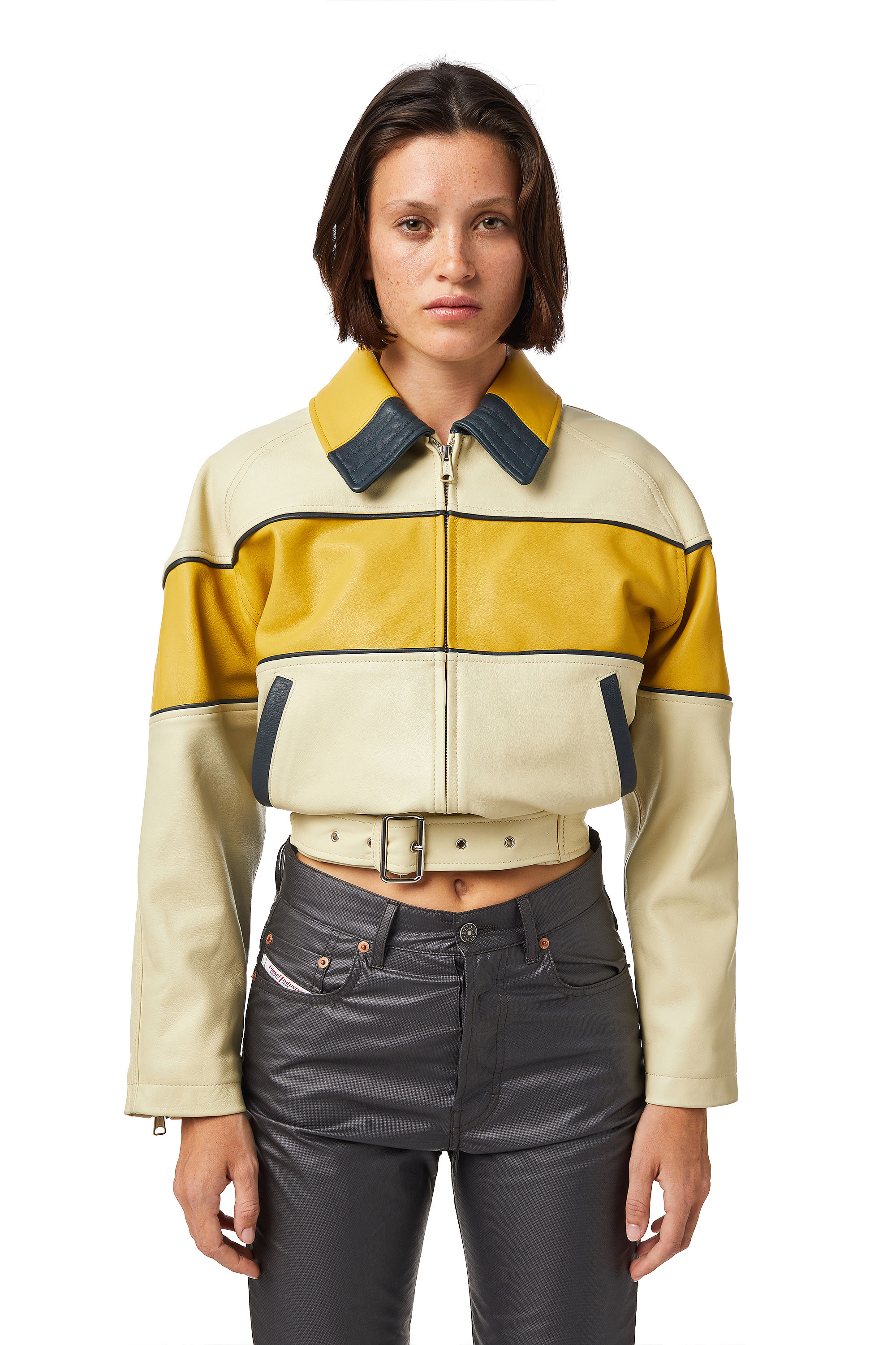 DXD-22-L03-FL, Blanco/Amarillo - Chaquetas de piel