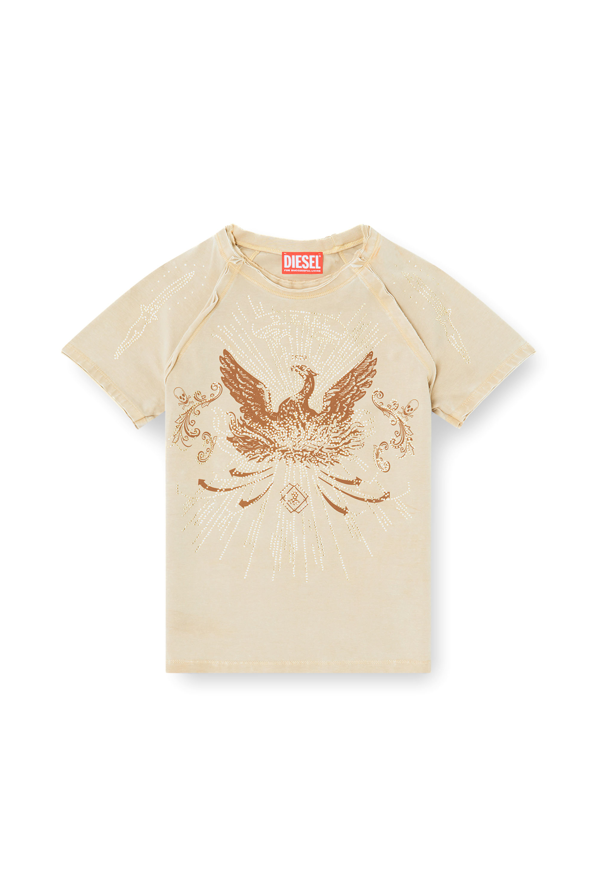 Diesel - T-ROWEENA, Camiseta de ave fénix con piedras Mujer in Marrón - 3