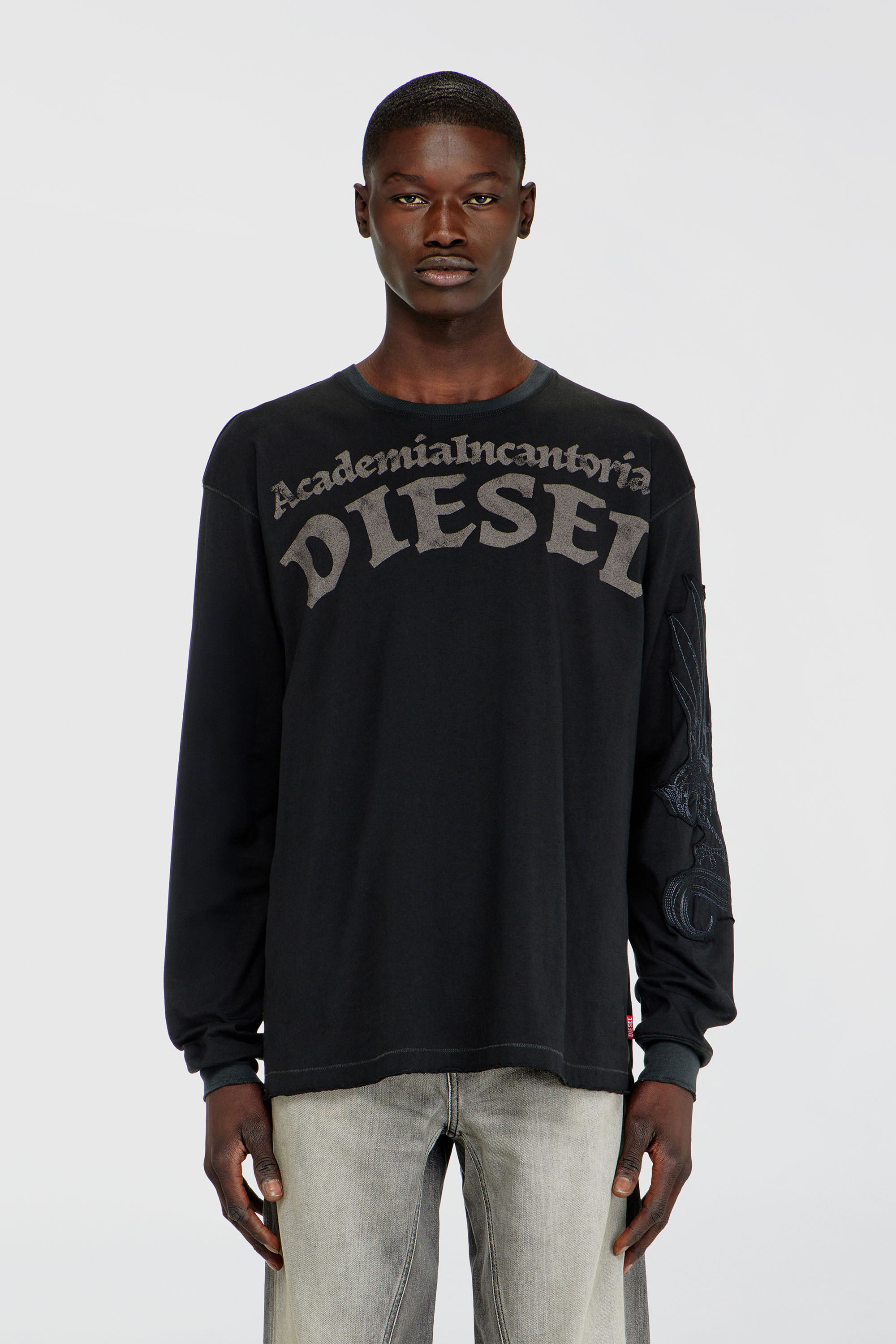 Diesel - T-NORM-LS-AA3, Camiseta de manga larga con estampados y parches Hombre in Negro - 3