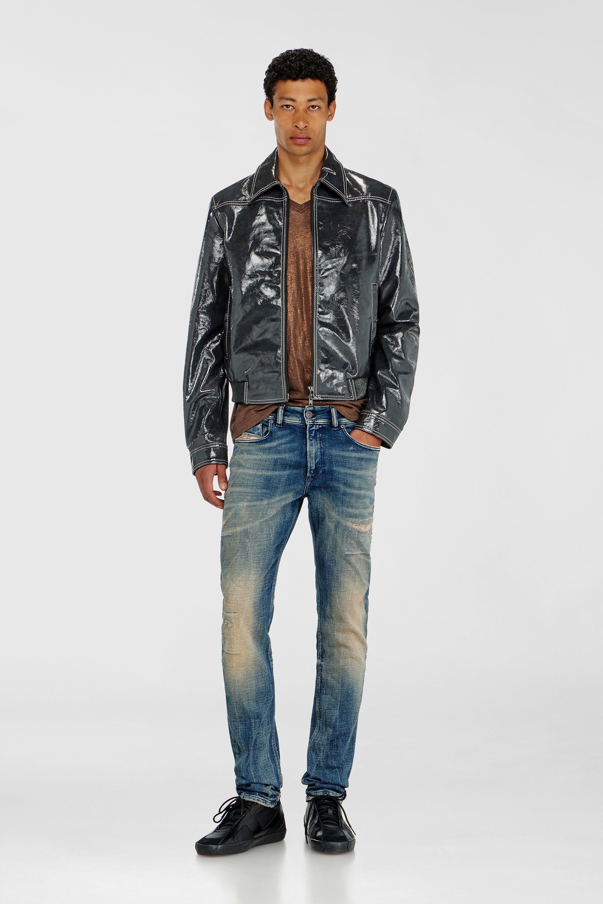 Diesel - L-ADDI, Chaqueta de charol Hombre in Gris - 2