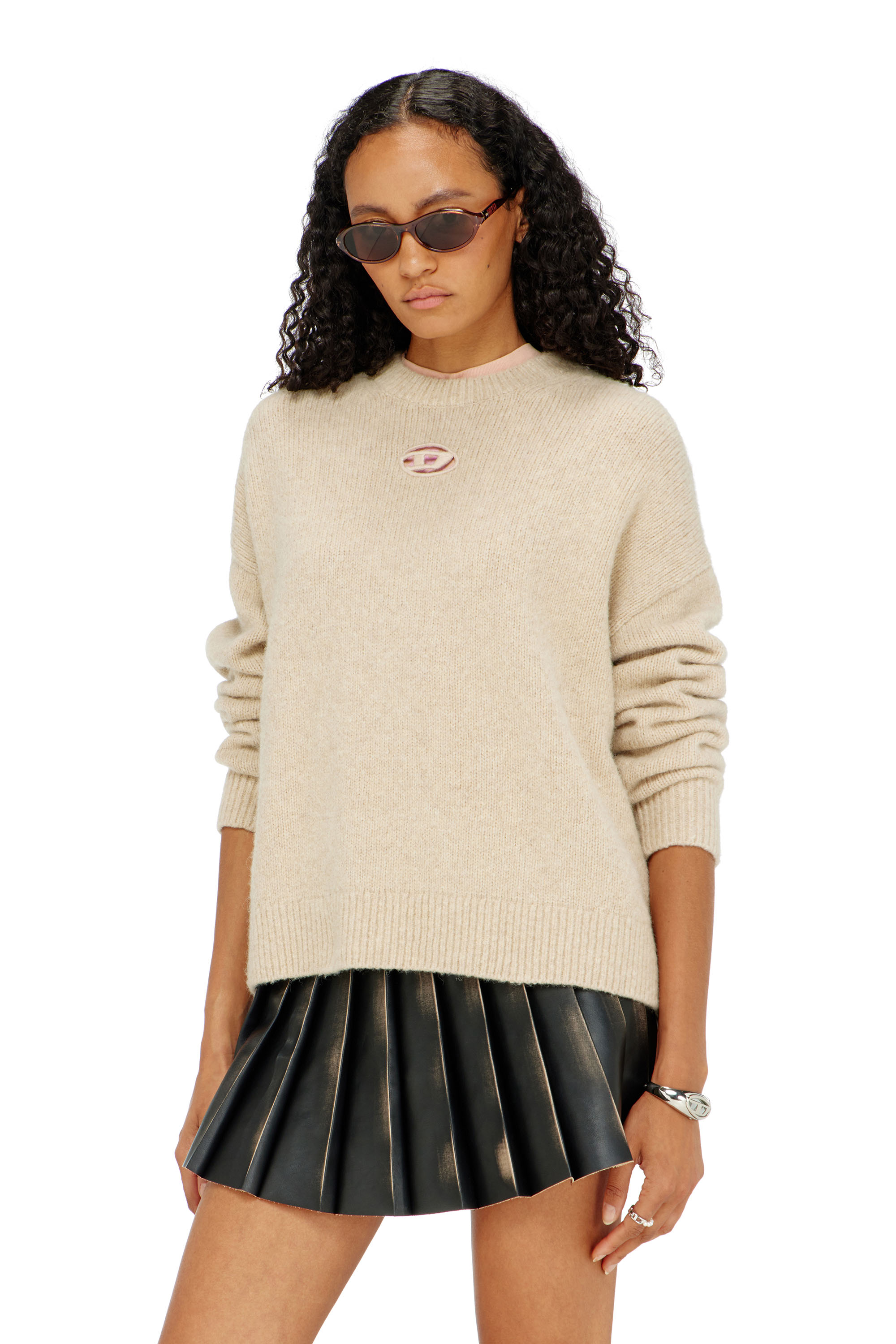 Diesel - M-AREETA, Jersey de mezcla de lana y alpaca Mujer in Beige - 1