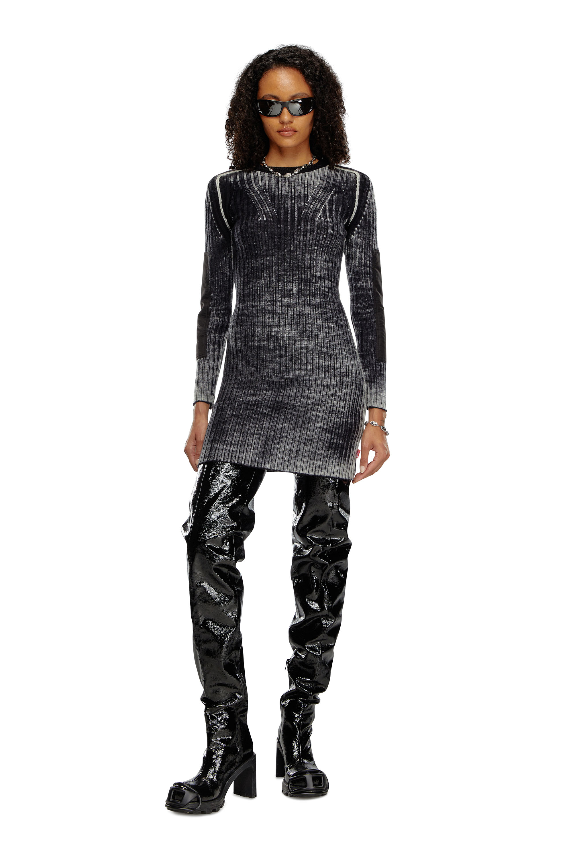 Diesel - M-ARTISTA, Mujer Vestido corto tejido con lana tratada in Negro - Image 3
