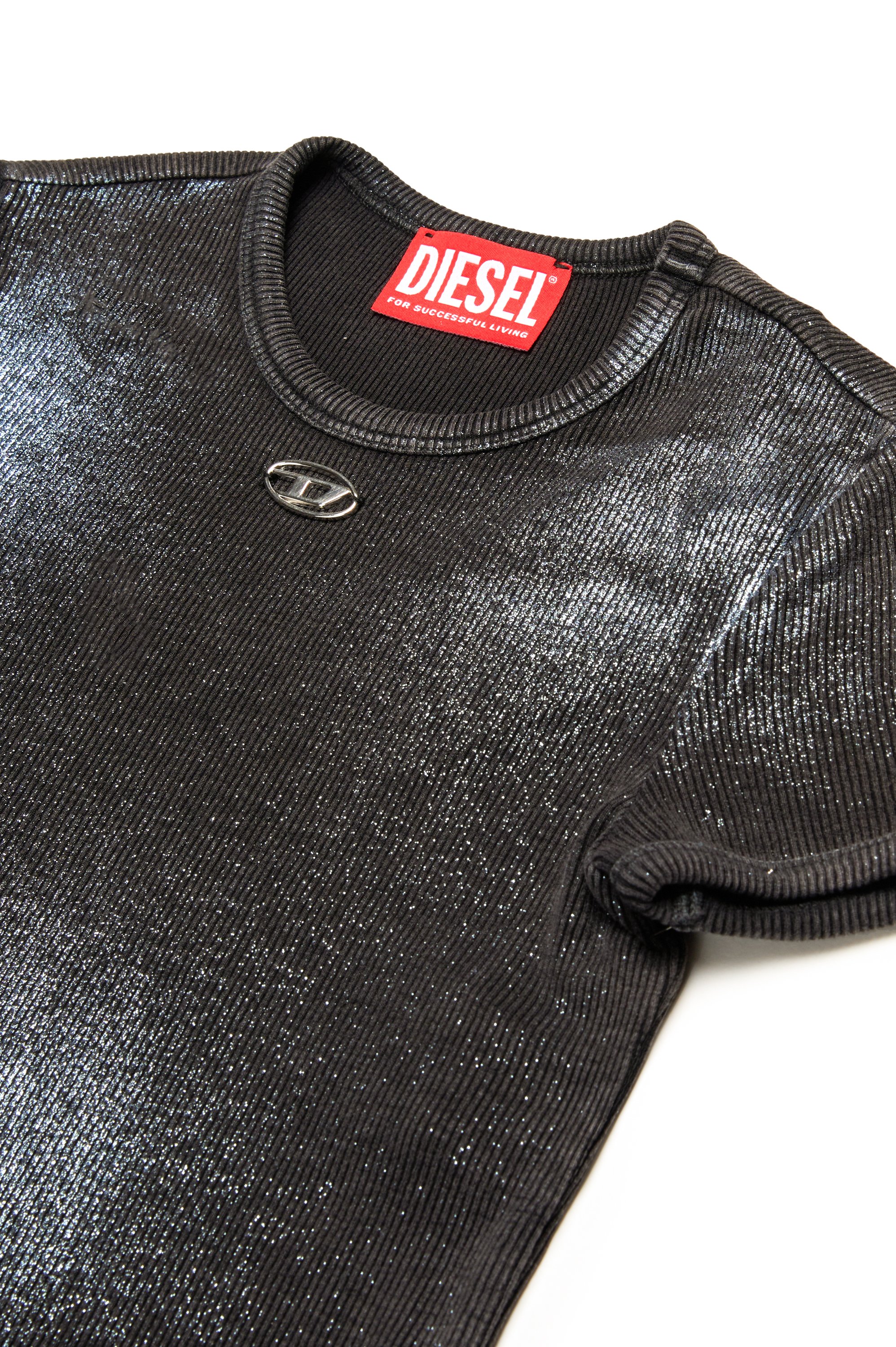 Diesel - TELEN1, Camiseta de canalé metálica desteñida Mujer in Negro - 3