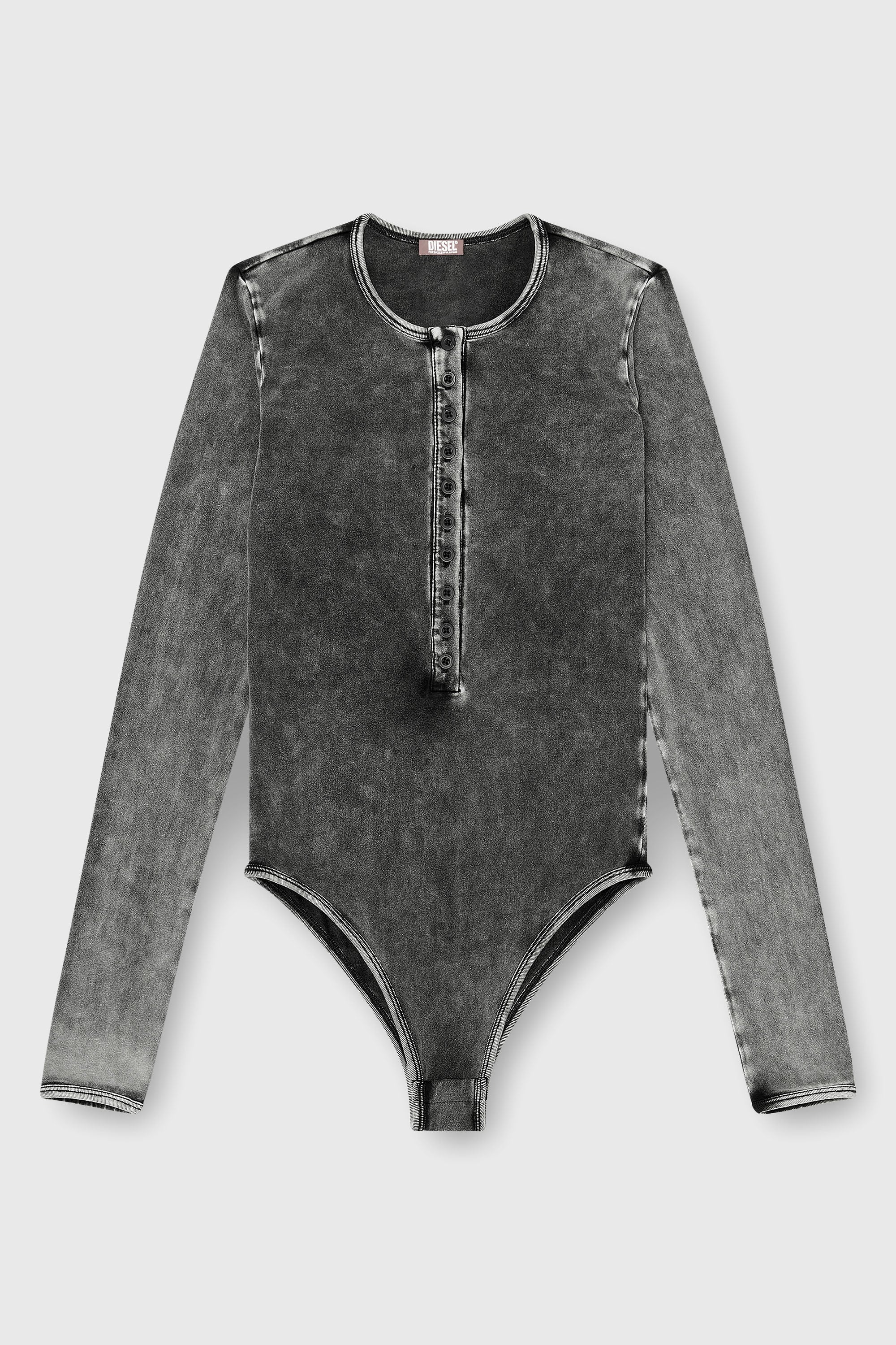 Diesel - FRESYA-DNM, Body de algod&oacute;n con cierre de botones delante Mujer in Gris - 2