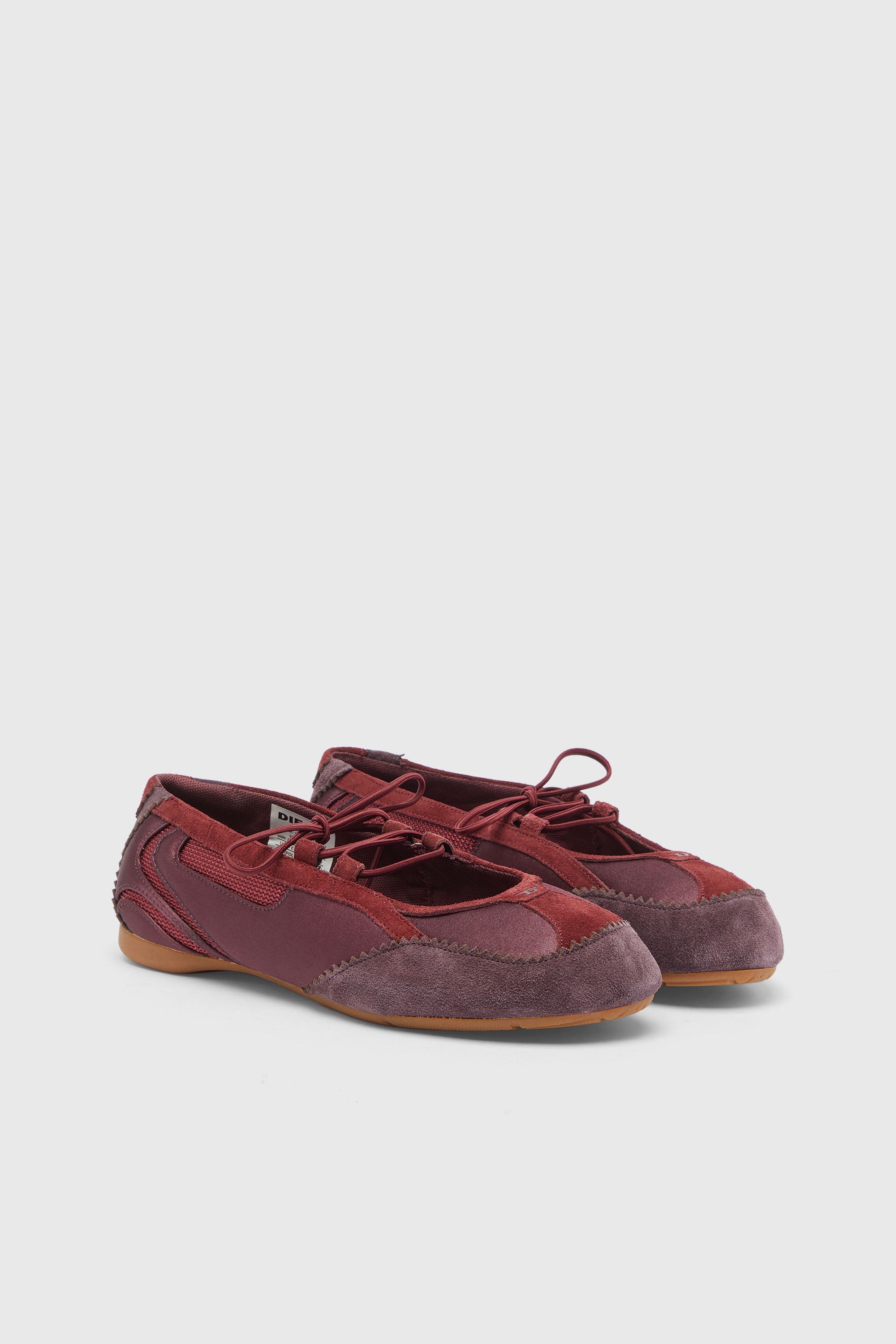 Diesel - D-MILE BALLERINA LACE UP II W, D-Mile - Bailarinas con cordones en piel y malla Mujer in Rojo - 2