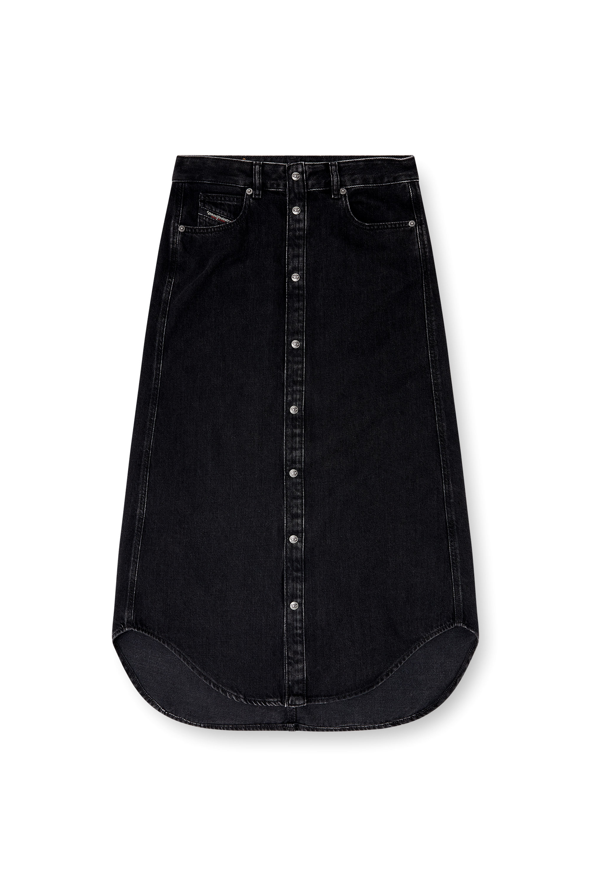 Diesel - DE-ARD-LONG, Falda midi de mezclilla Mujer in Negro - 4