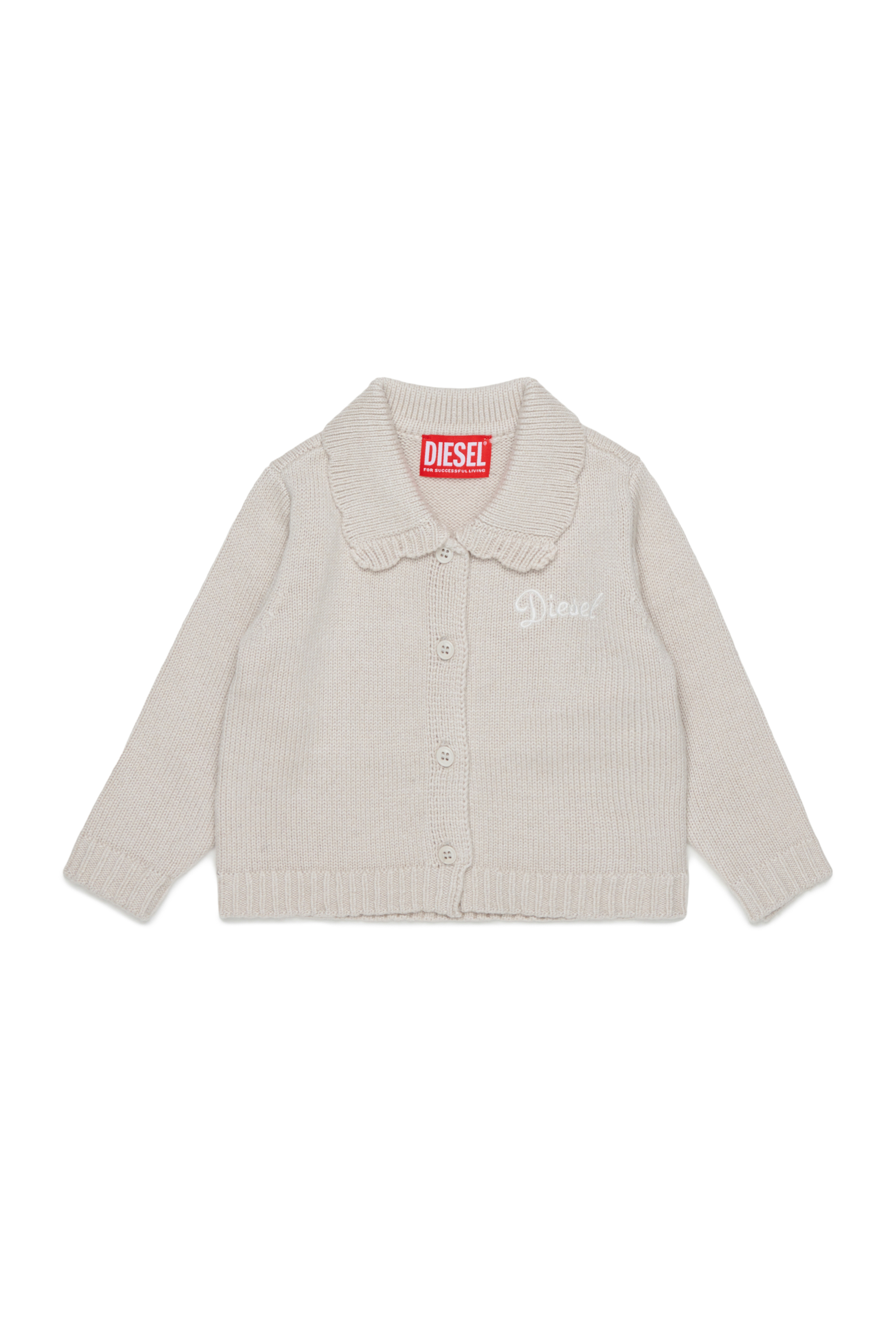 Diesel - KSCALOB, C&aacute;rdigan enriquecido con cashmere y cuello festoneado Mujer in Blanco - 1