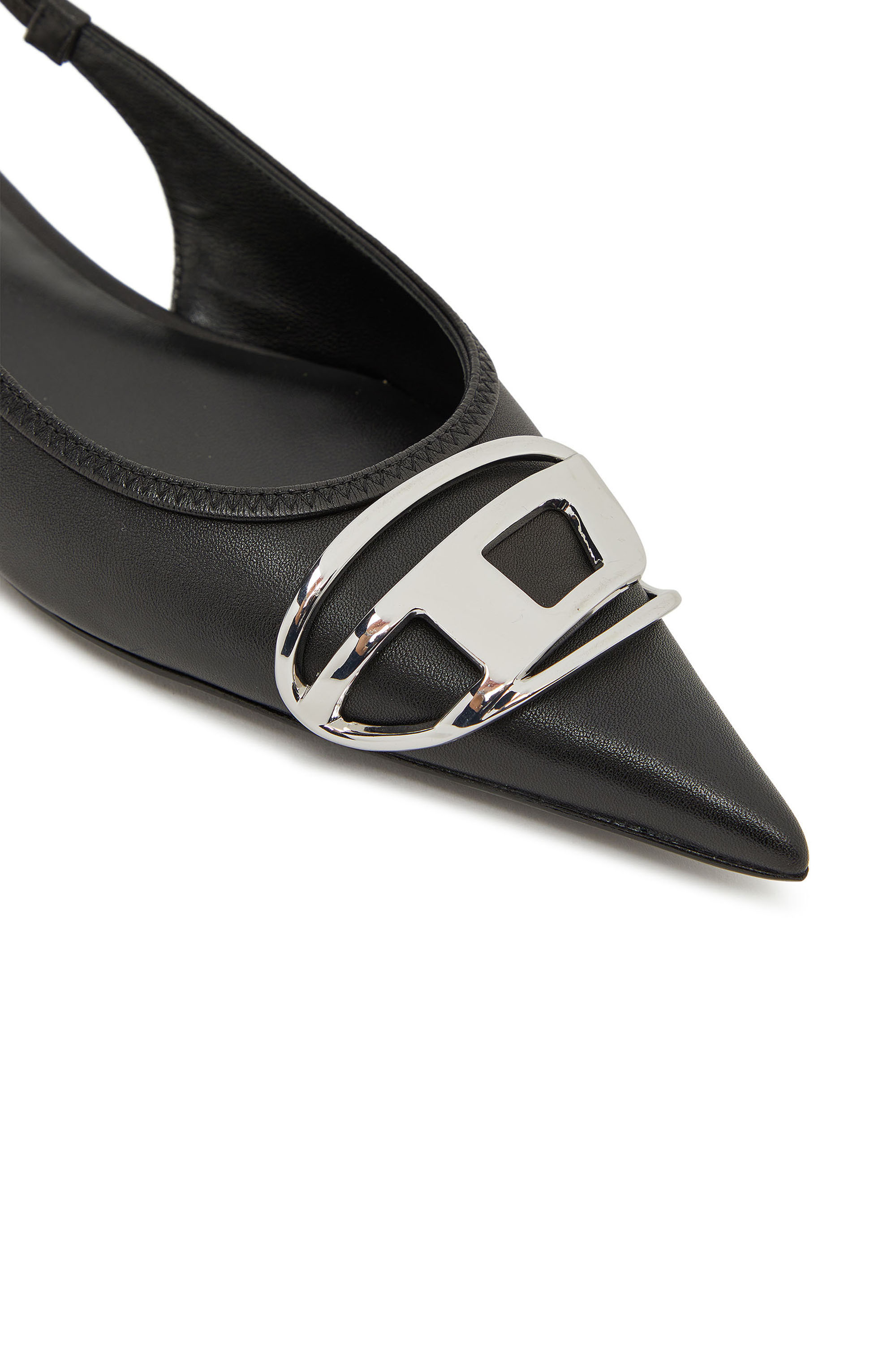 Diesel - D-VENUS SB BAL, Zapatos planos sin talón en cuero napa Mujer in Negro - 4
