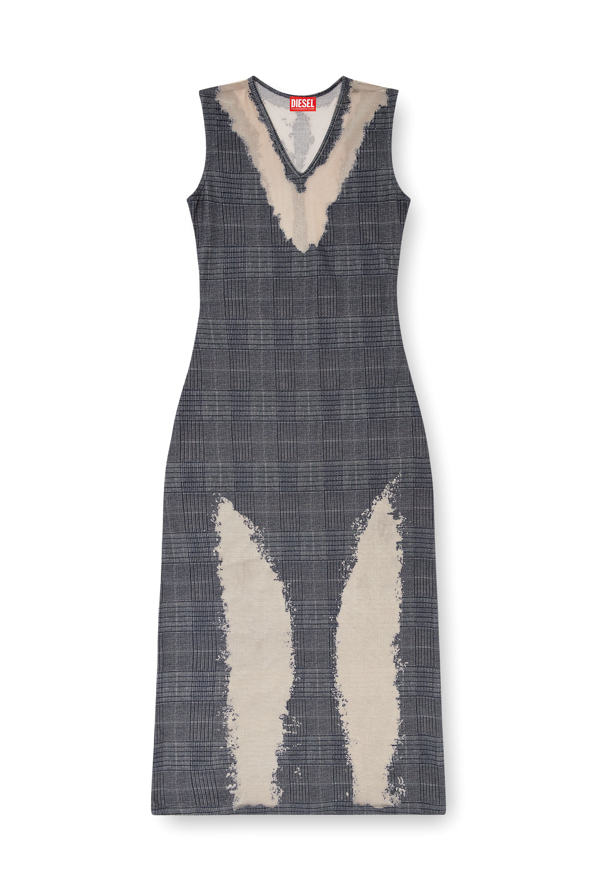 Diesel - D-MYLIANE, Vestido a cuadros con manchas de sudor en devoré Mujer in Gris - 3