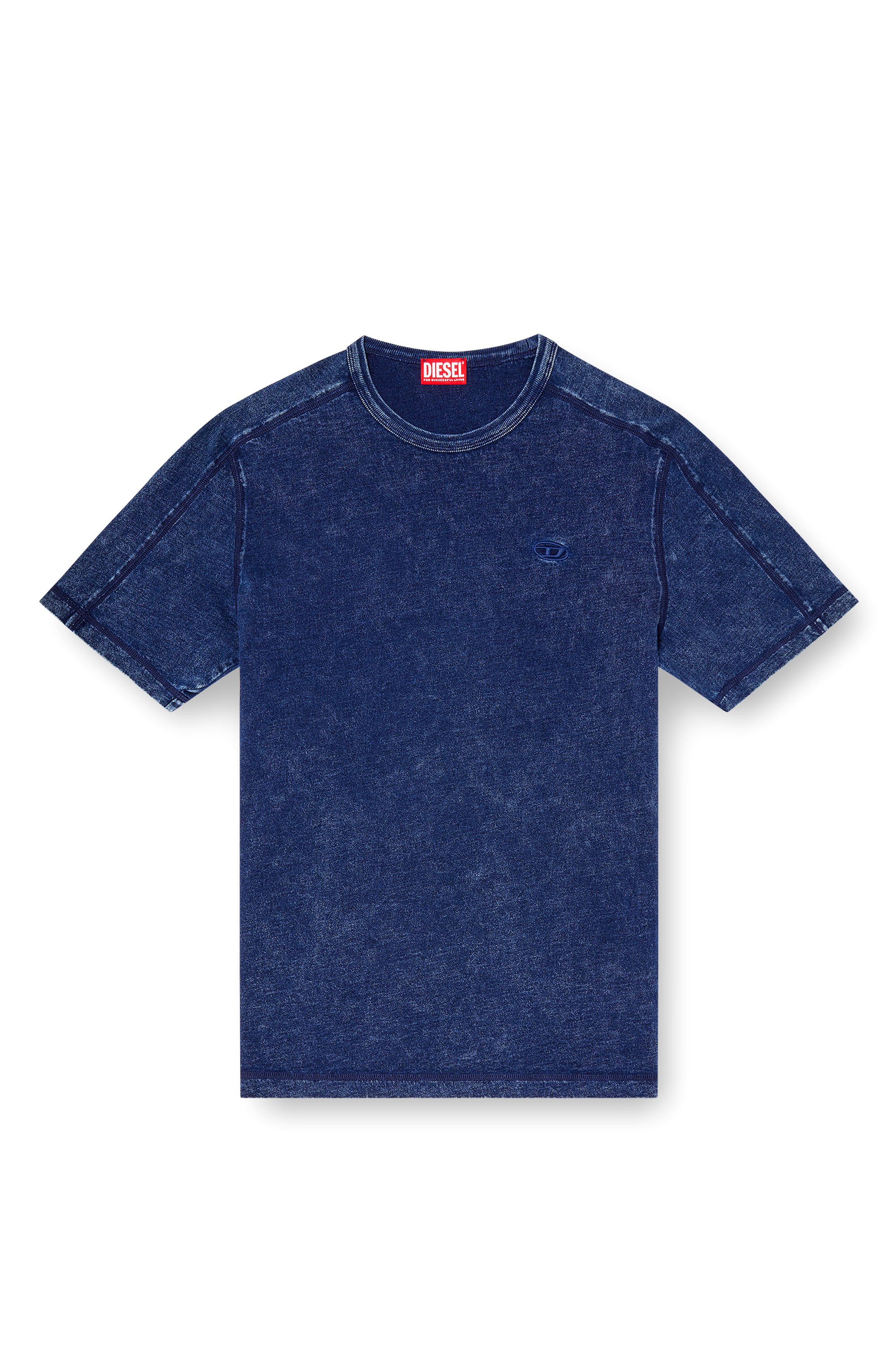 Diesel - T-ADJIND, Camiseta de tejido de aspecto denim Hombre in Azul marino - 3