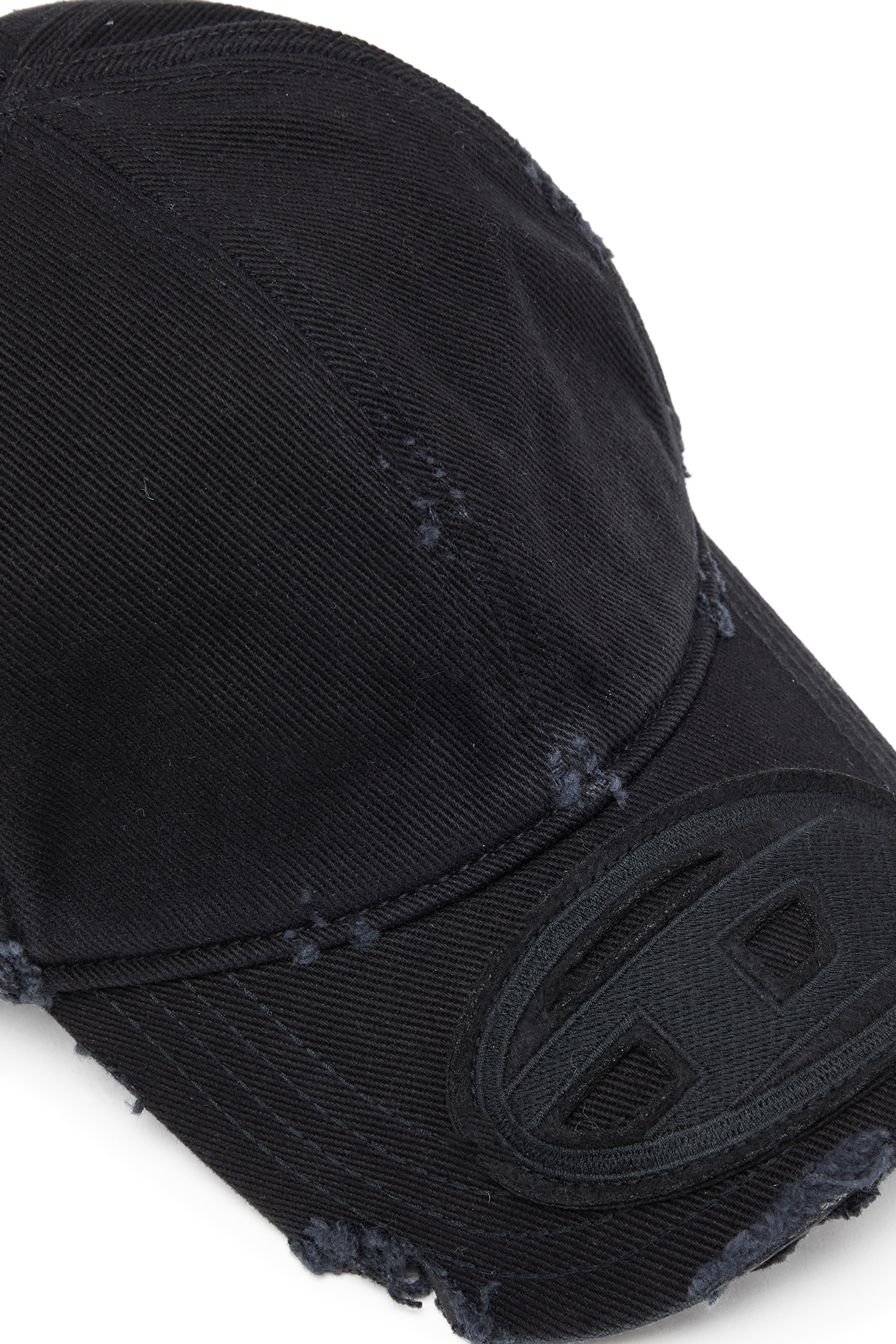 Diesel - C-BIGDOV, Gorra de sarga de algod&oacute;n con detalles desgastados Hombre in Negro - 3