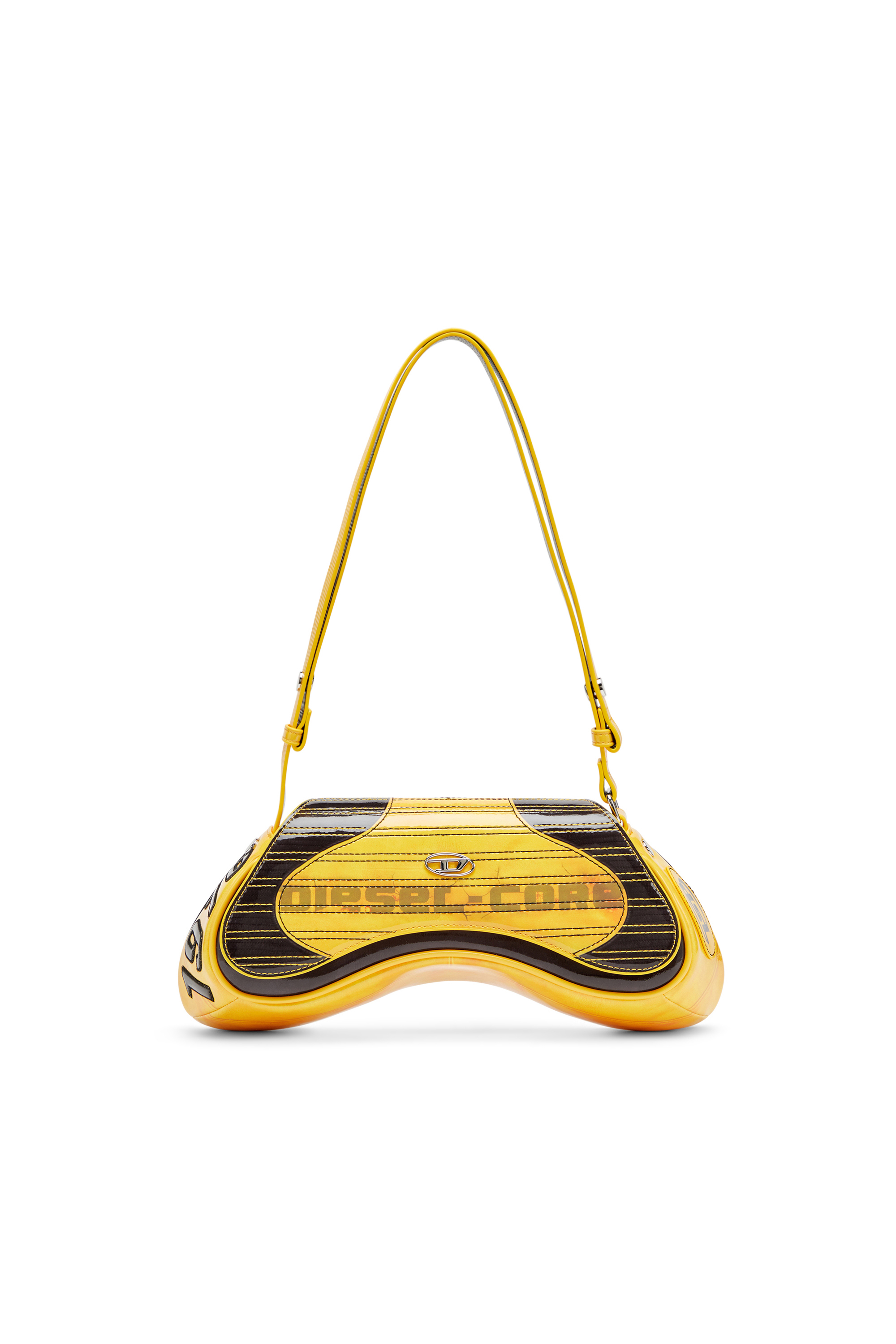 Diesel - PLAY CROSSBODY, Play-Bandolera brillante con detalles tipo motorista Mujer in Amarillo - 2