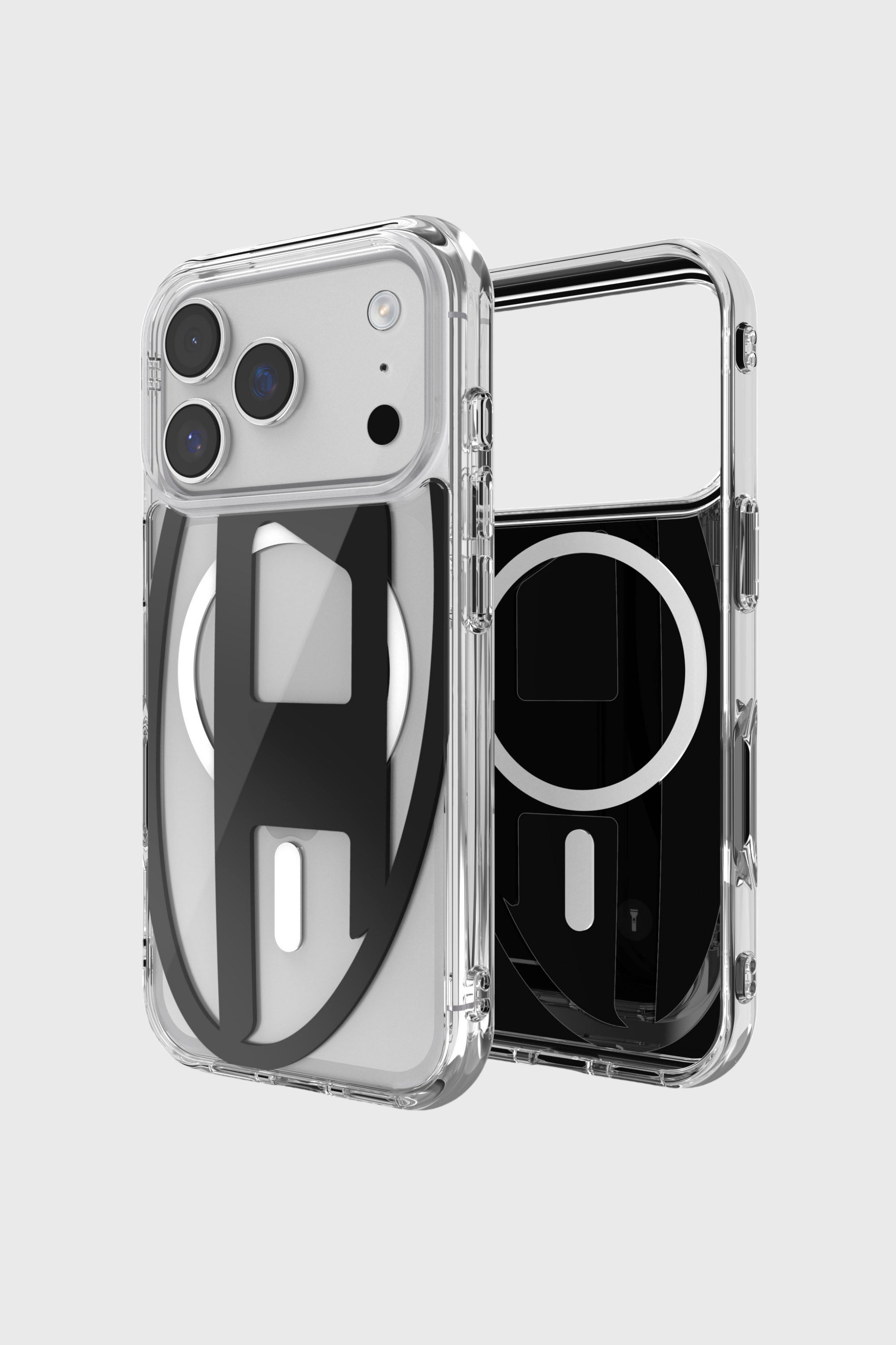 Diesel - 60417 AOP CASE, Funda met&aacute;lica Oval D con Magsafe para iPhone 17 Pro Unisex in Negro - 1