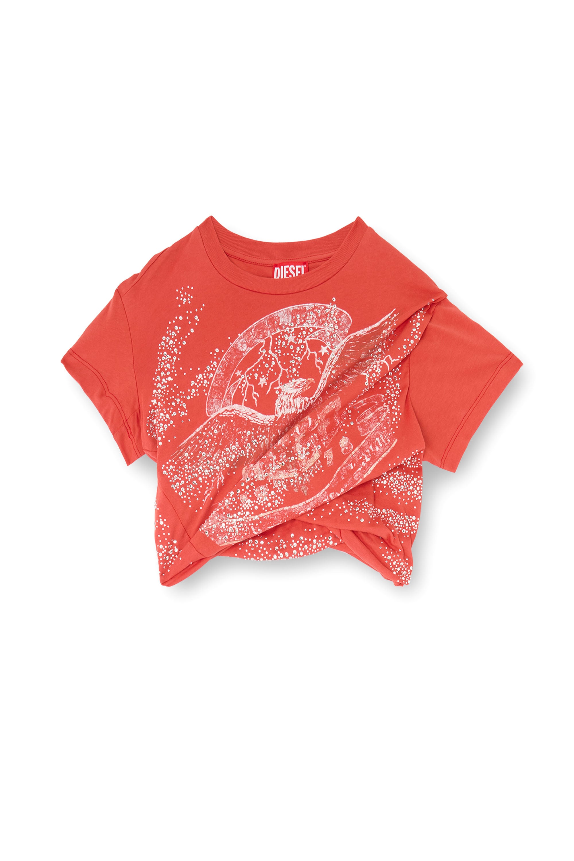 Diesel - T-WINCY, Camiseta fruncida de punto doble capa Mujer in Rojo - 4