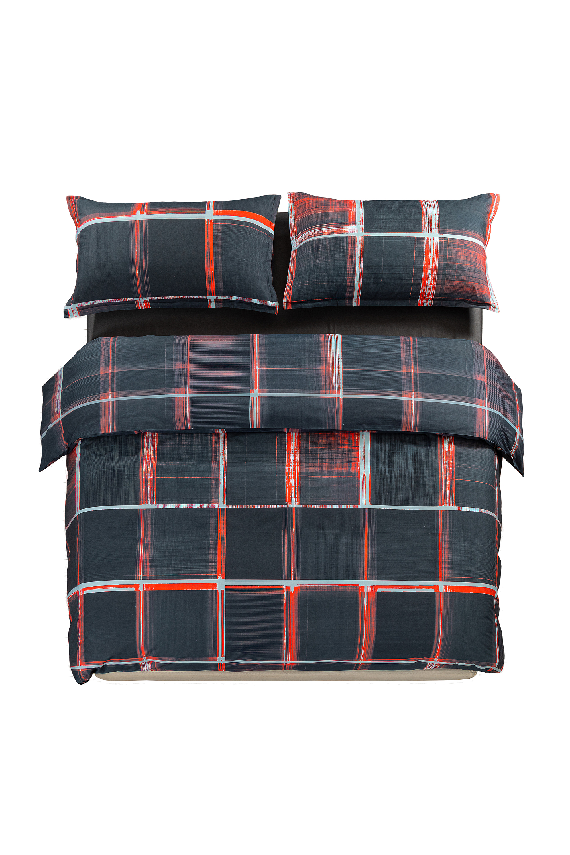 1016331 PSYCHEDELIC CHECKS DARK  DUVET C, Negro/Rojo