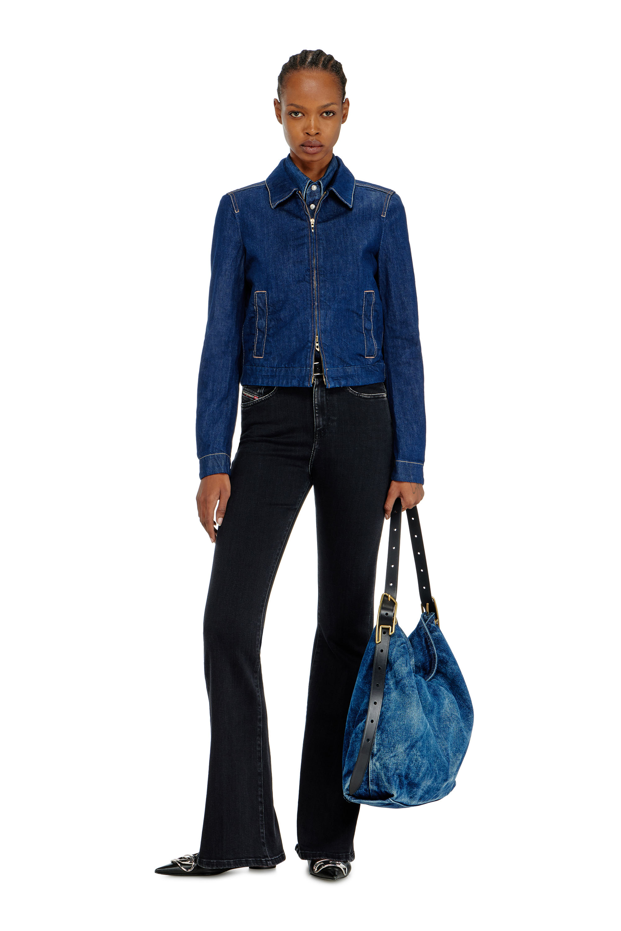 Diesel - DE-CORB, Coach jacket en rinse denim Mujer in Azul marino - 1
