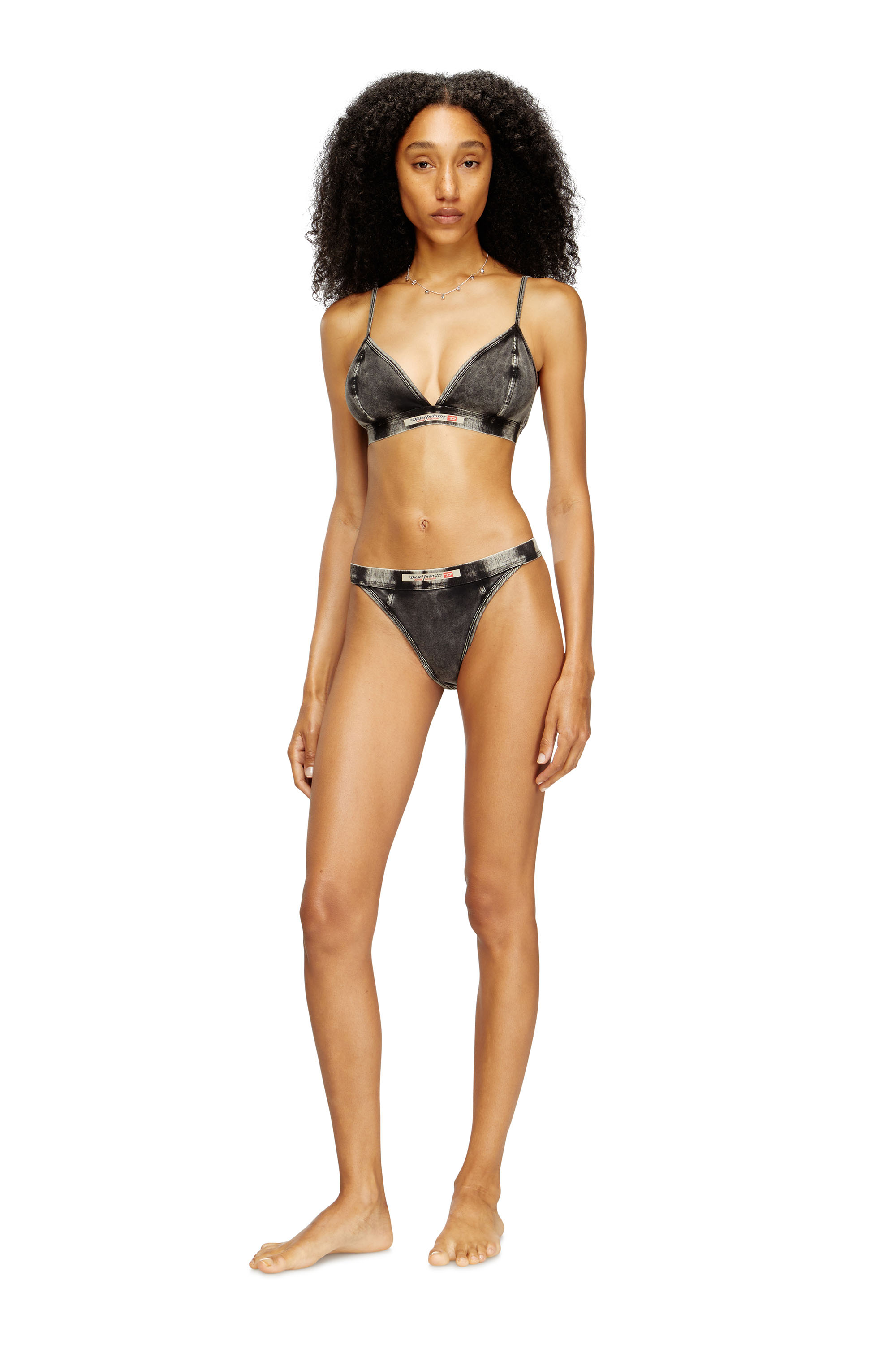 Diesel - SCILLA-DNM, Sujetador triángulo efecto denim Mujer in Gris - 2