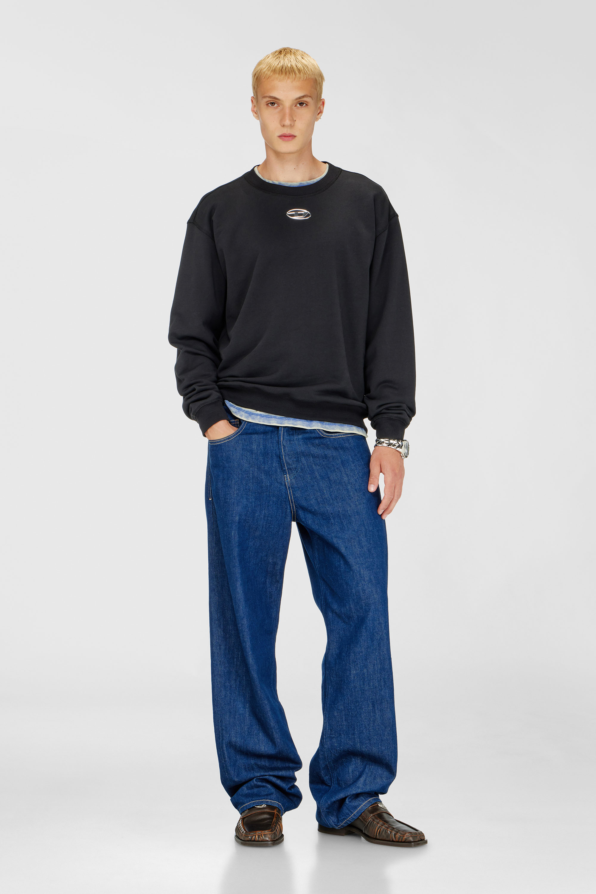 Diesel - S-NORM-IOD, Sudadera regular con Oval D met&aacute;lico Hombre in Negro - 2