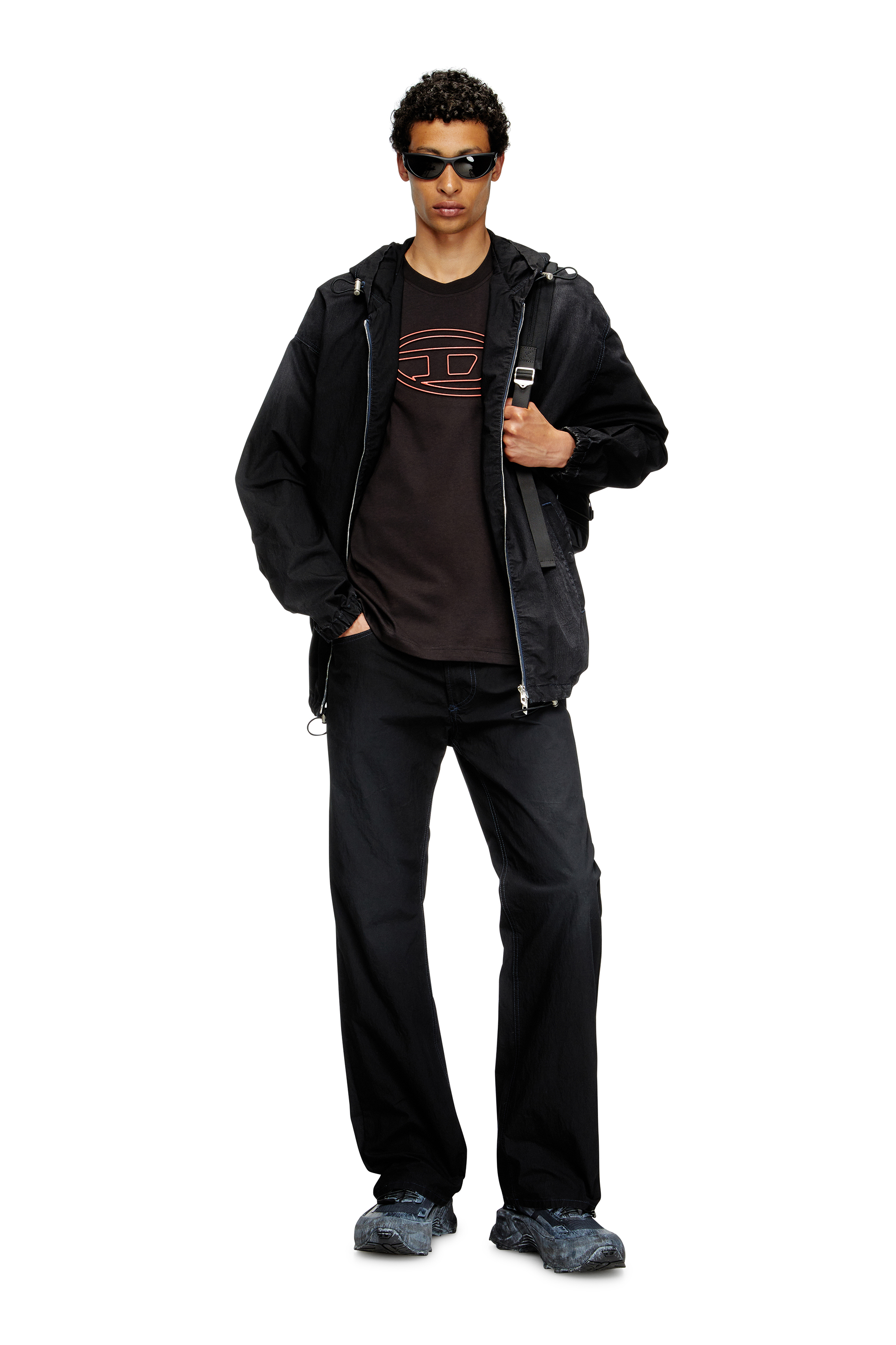 Diesel - TECH-D BACKPACK X, Tech-D-Mochila de nailon con logotipo Oval D bordado Unisex in Negro - 6