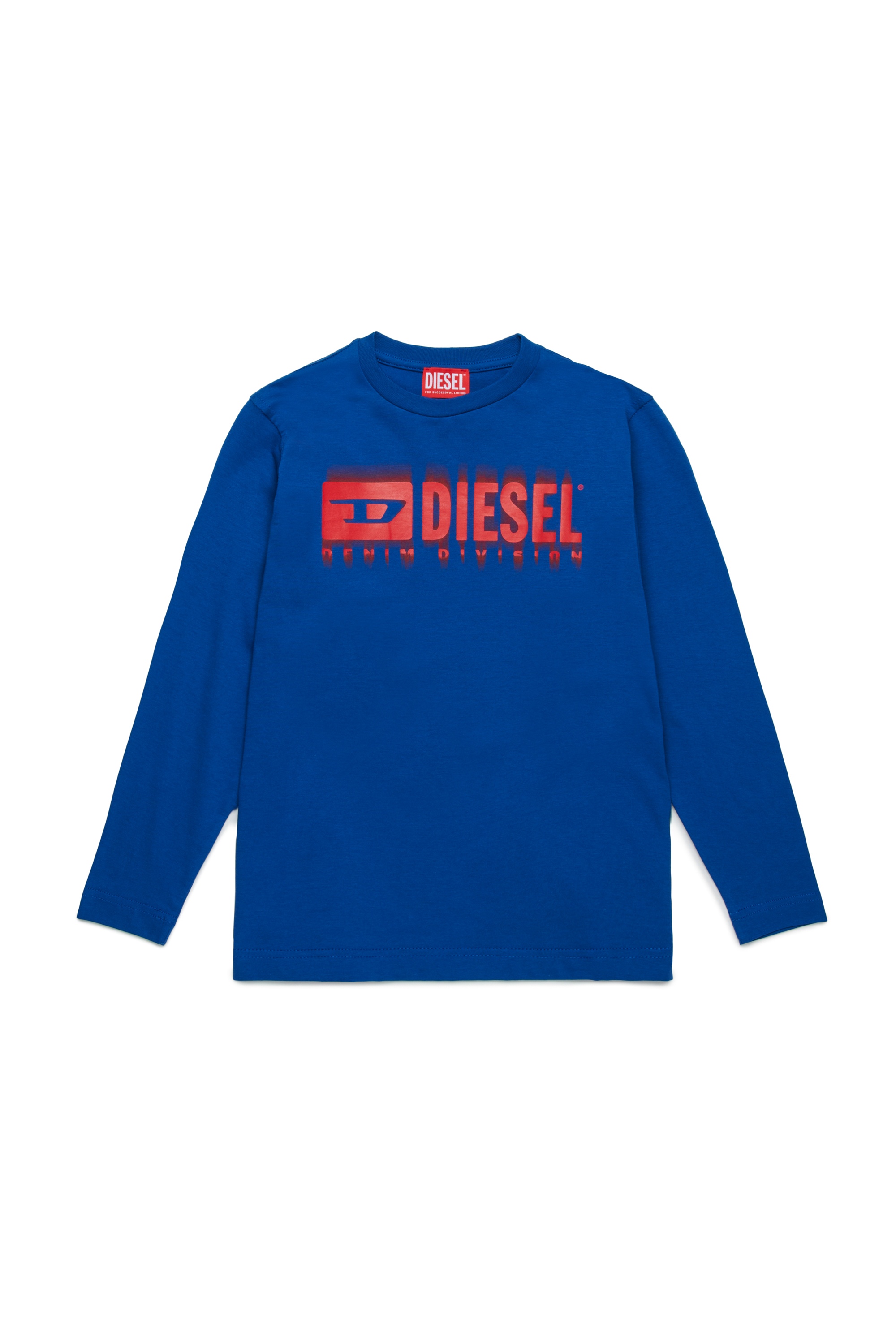 Diesel - TDIEGORL6LS, Camiseta de manga larga con logotipo manchado Hombre in Azul marino - 1