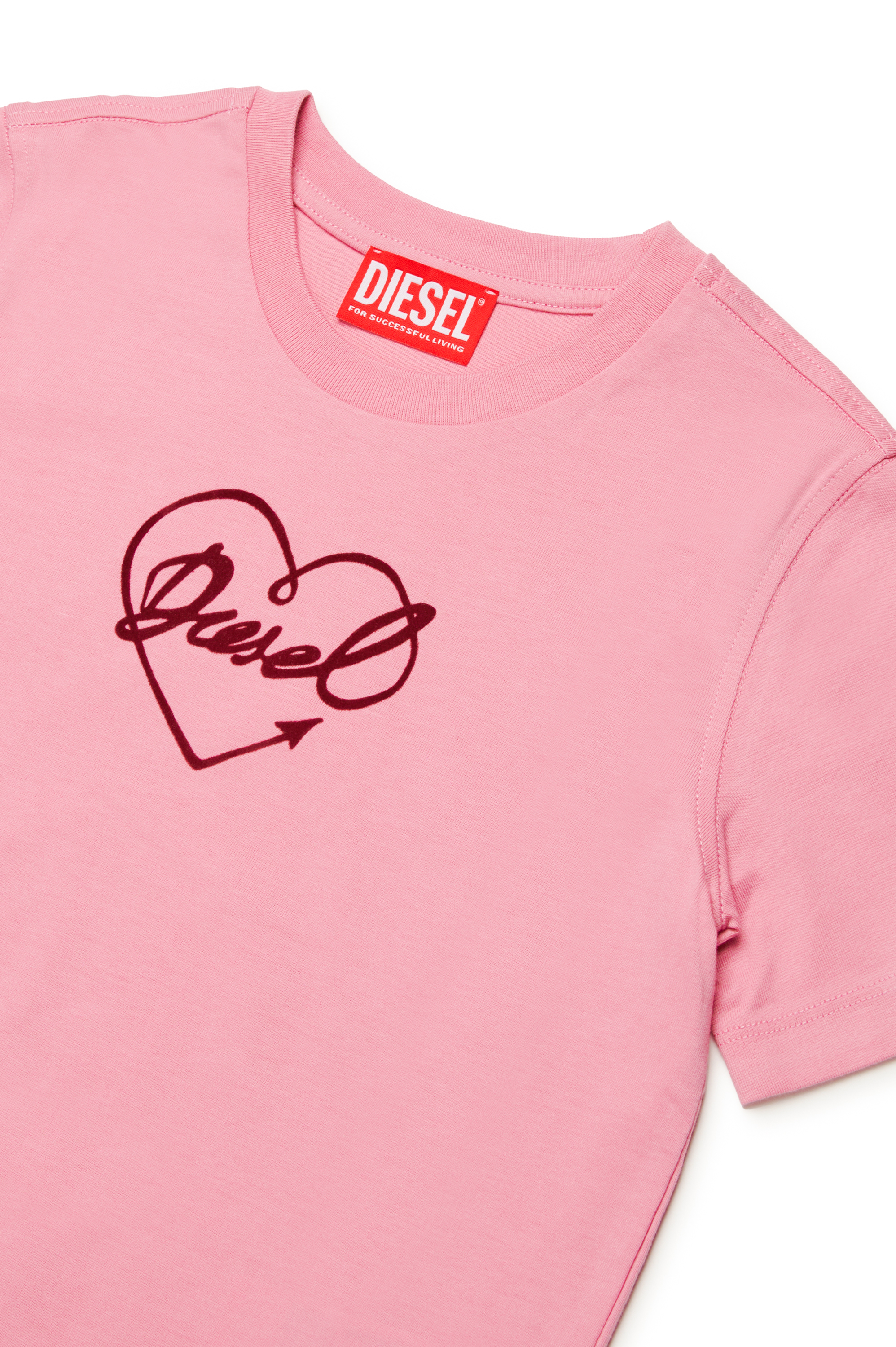 Diesel - TREGL4, Camiseta con corazón con logotipo en relieve Mujer in Rosa - 3