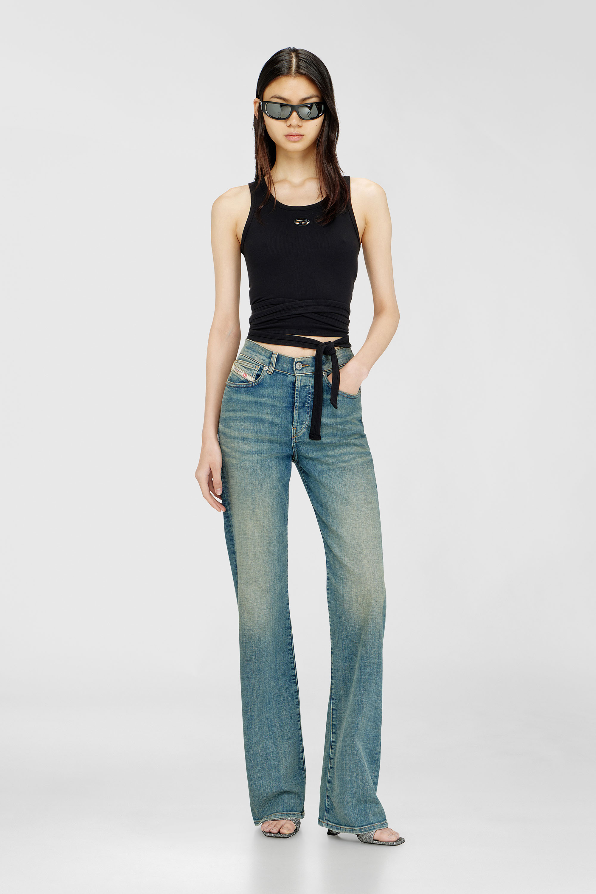 Diesel - T-ANKY-TAIL-S1, Crop top con cordones envolventes Mujer in Negro - 2