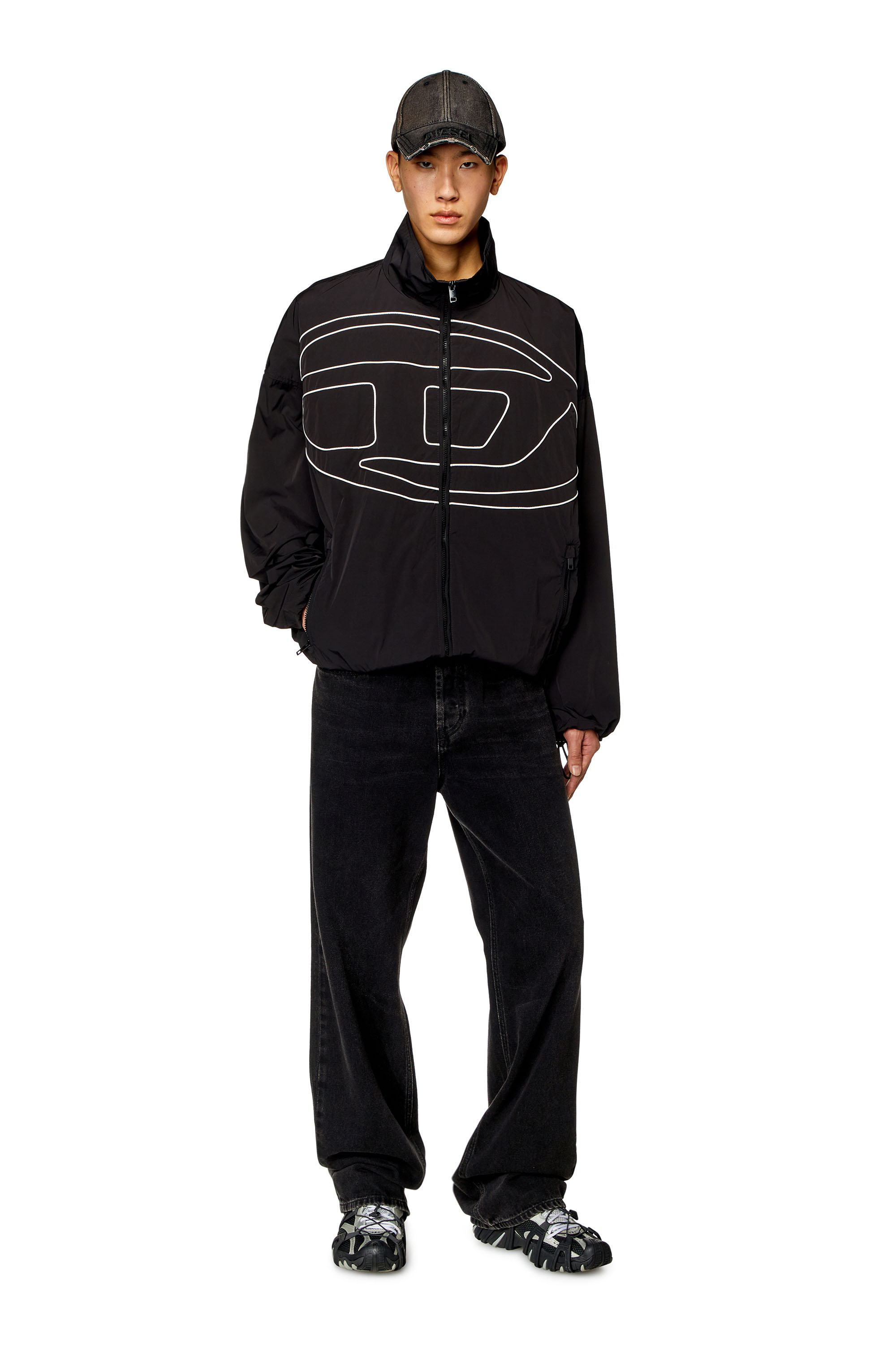 Diesel - J-VATEL, Hombre Sudadera con capucha y cremallera, con estampado veteado del logotipo in Negro - Image 2