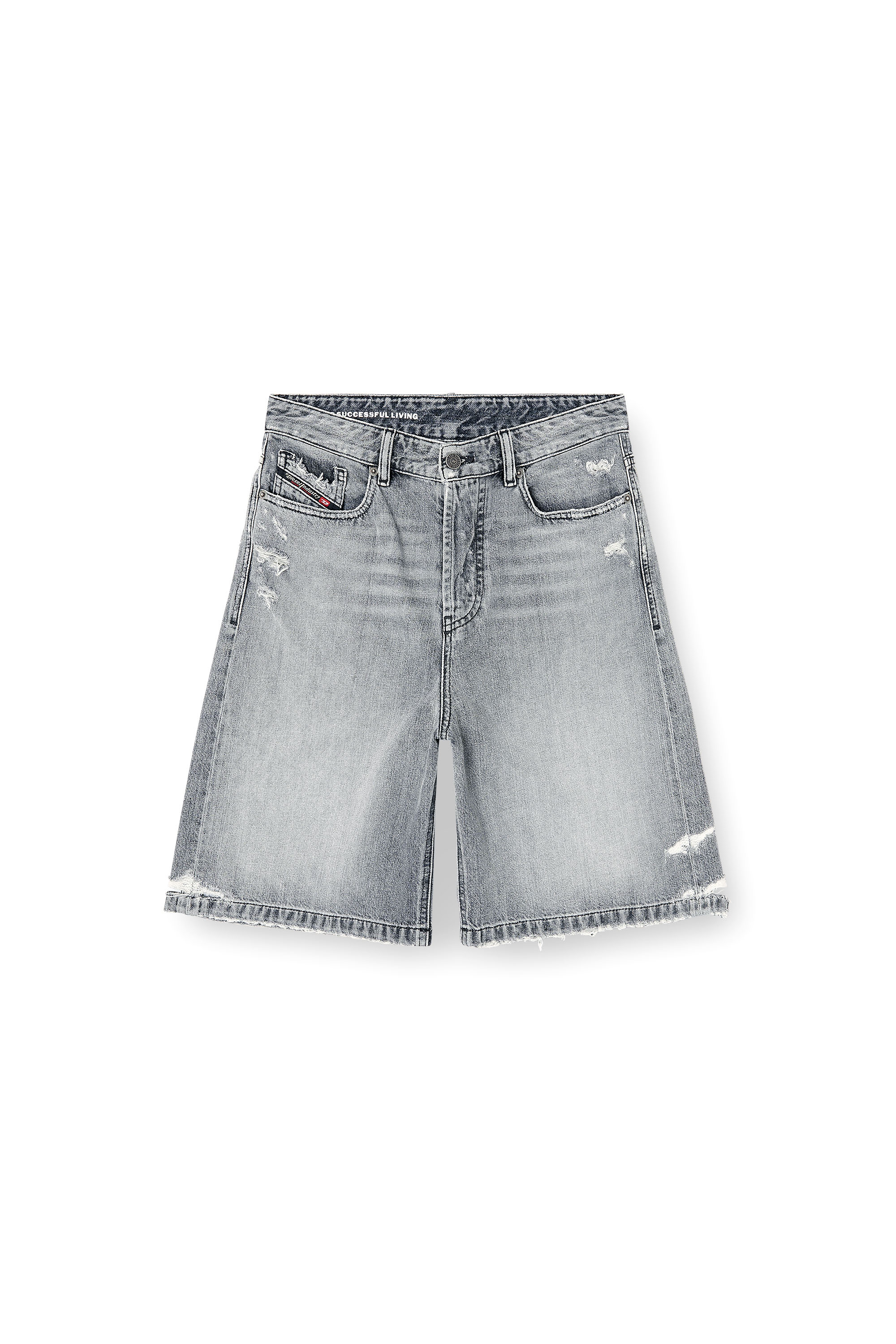 Diesel - DE-SIRE-SHORT, Pantalones cortos vaqueros con bajos deshilachados Mujer in Gris - 2