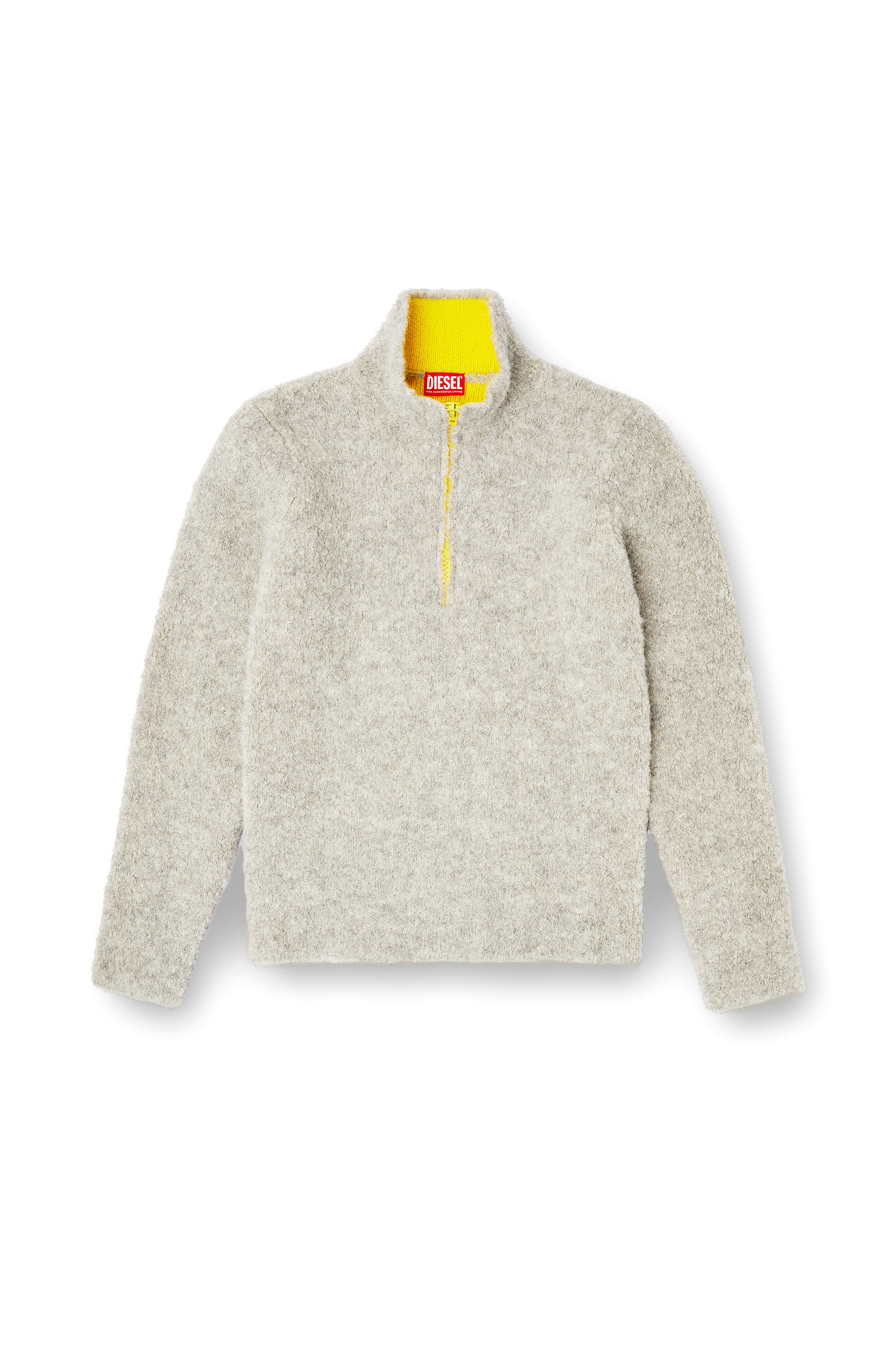 Diesel - K-ELLER, Jersey con media cremallera y interior en contraste Hombre in Gris - 3