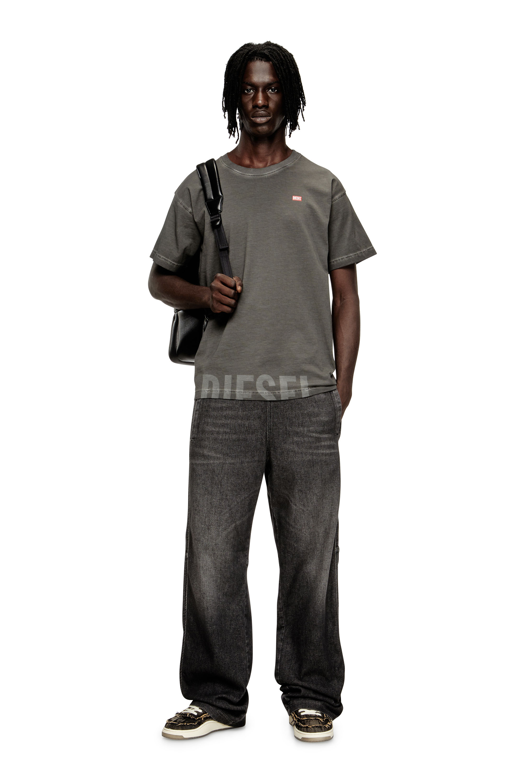 Diesel - T-NORM-T7, Camiseta de cuello redondo de algodón con estampado Hombre in Gris - 1