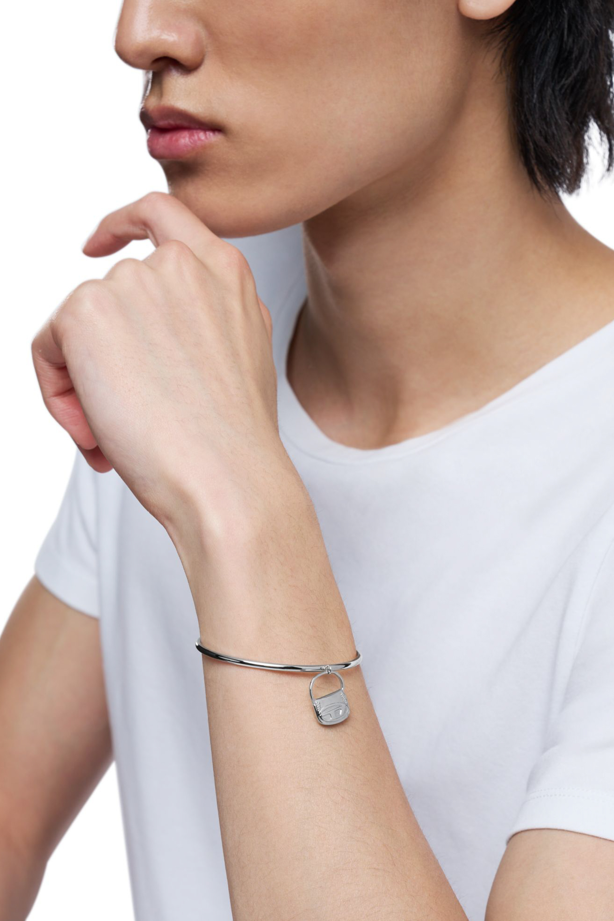 Diesel - DX1621040 JEWELLERY, Unisex's Stainless steel cuff bracelet in Silver - 4