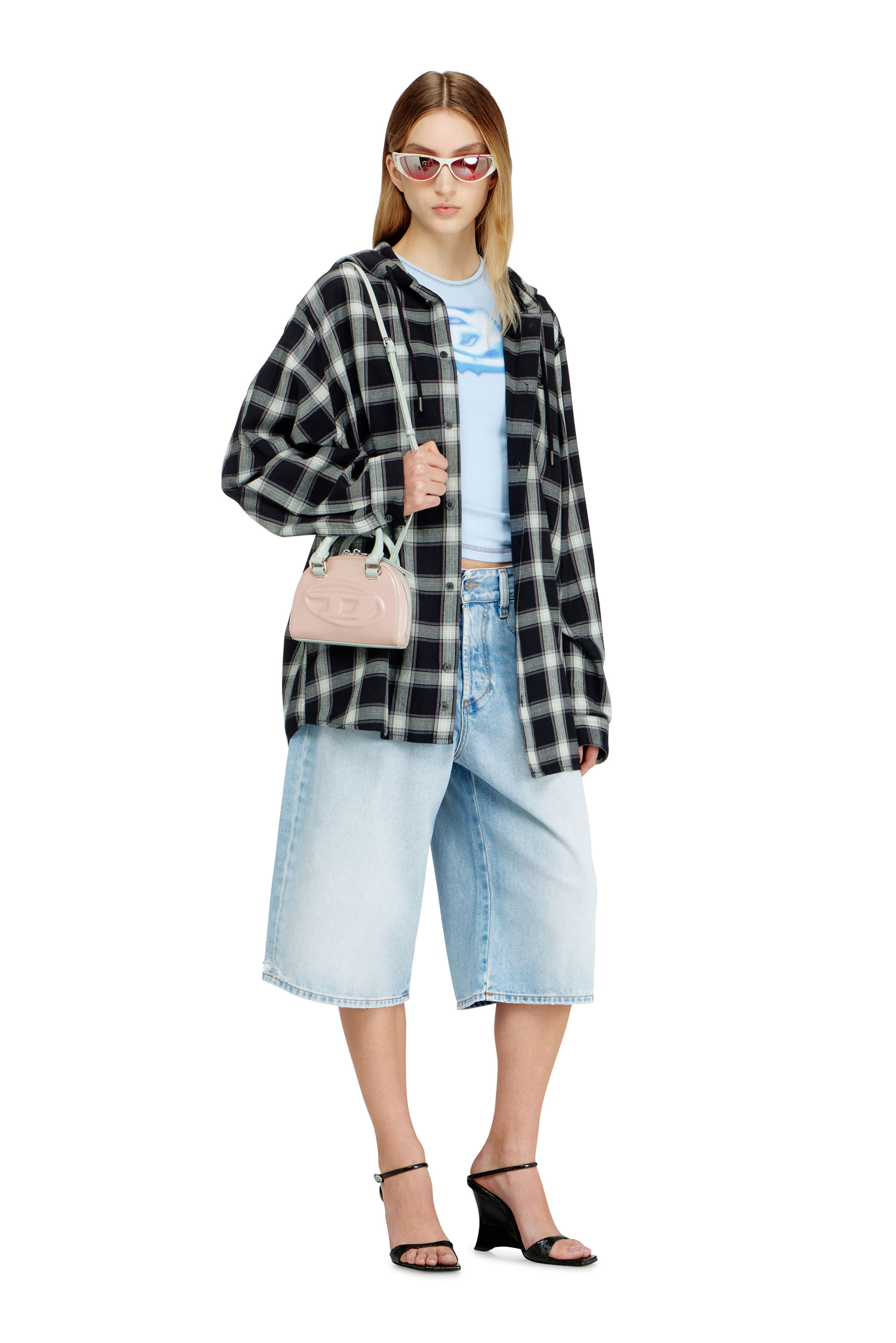 Diesel - 1DR DOME CROSSBODY XS, Woman's 1DR Dome-Mini bowling bag with naplak effect in Pink - 1