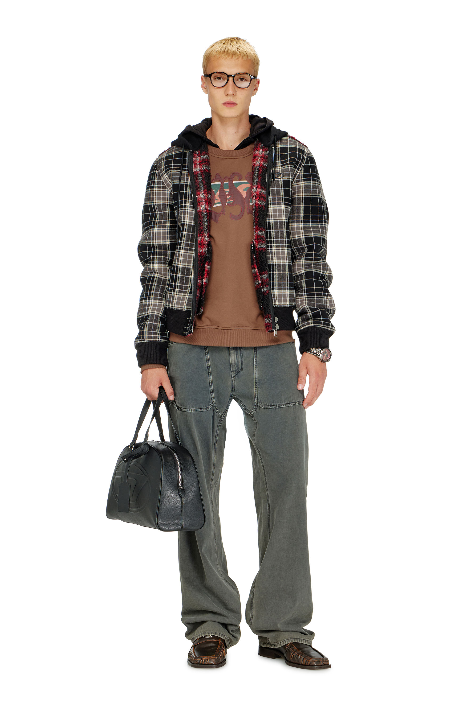 Diesel - S-NORM-AA6, Sudadera con estampados gr&aacute;ficos y patches Hombre in Marr&oacute;n - 2