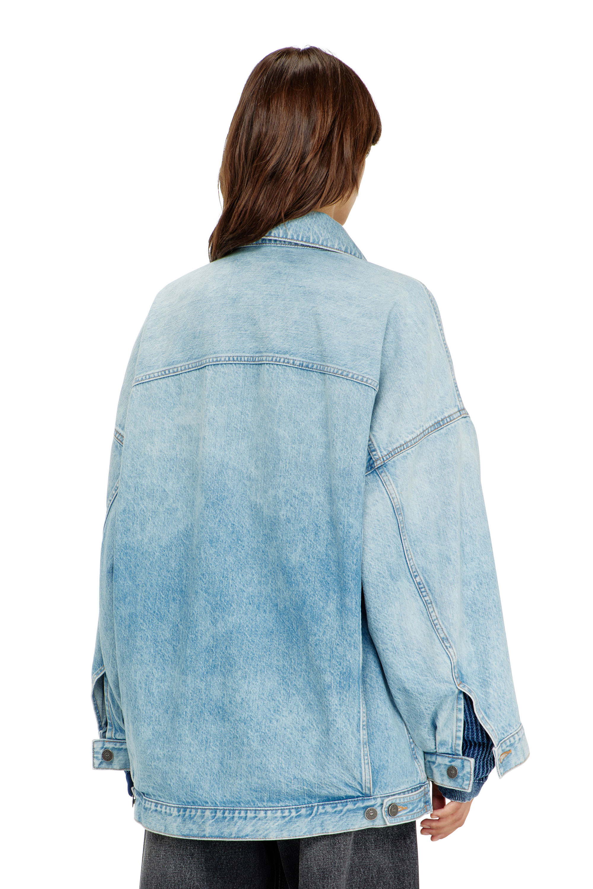 Diesel - DE-LIN, Chaqueta workwear denim oversized Mujer in Azul marino - 4