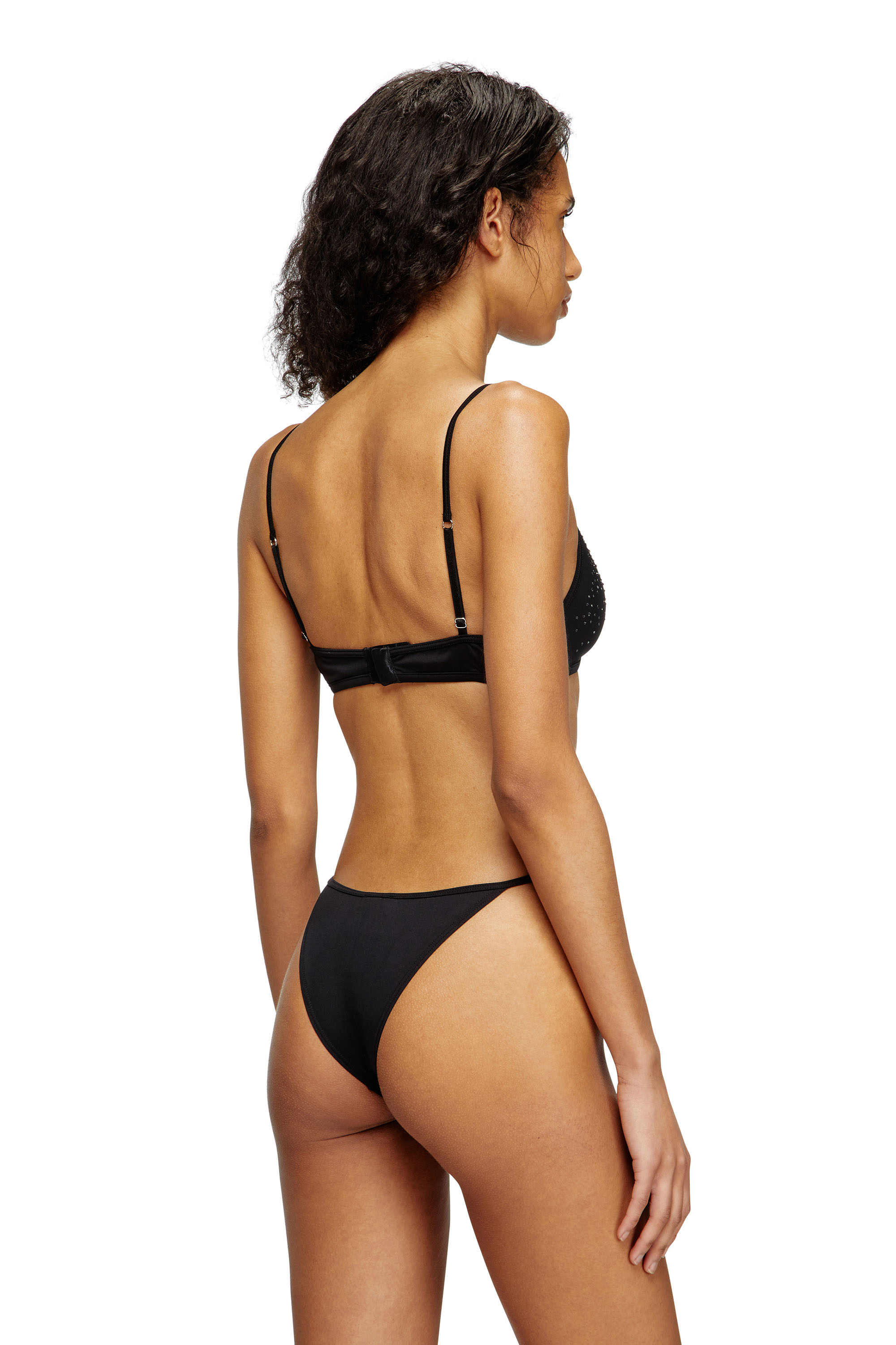 Diesel - LUNA-DNM, Sujetador triangular de microfibra con cristales Mujer in Negro - 3