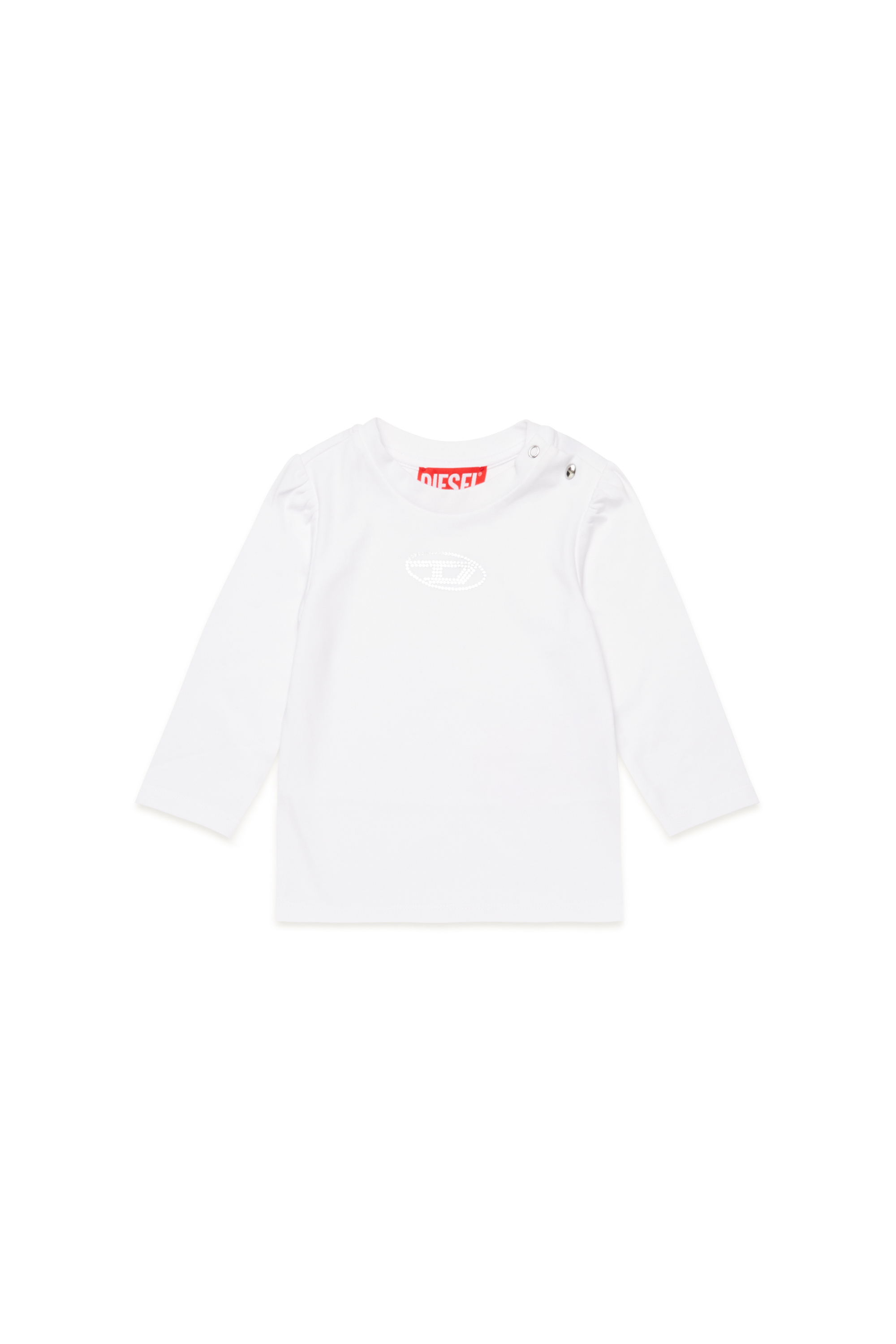 Diesel - TBIRTAB, Mujer Camiseta con logotipo Oval D de cristal in Blanco - Image 1