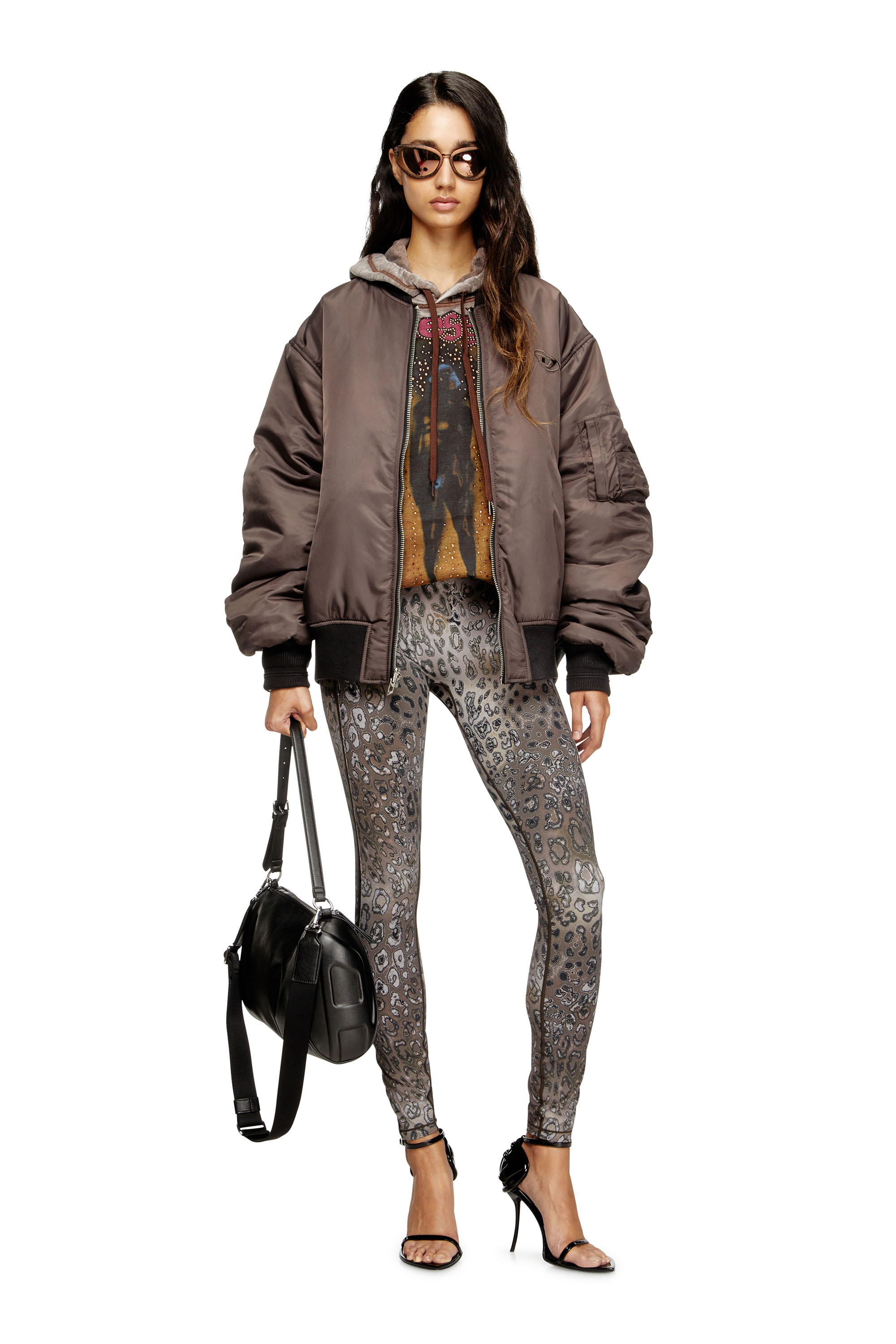Diesel - MEREDITH-UTLT, Leggings de nailon con estampado de leopardo Mujer in Marr&oacute;n - 3