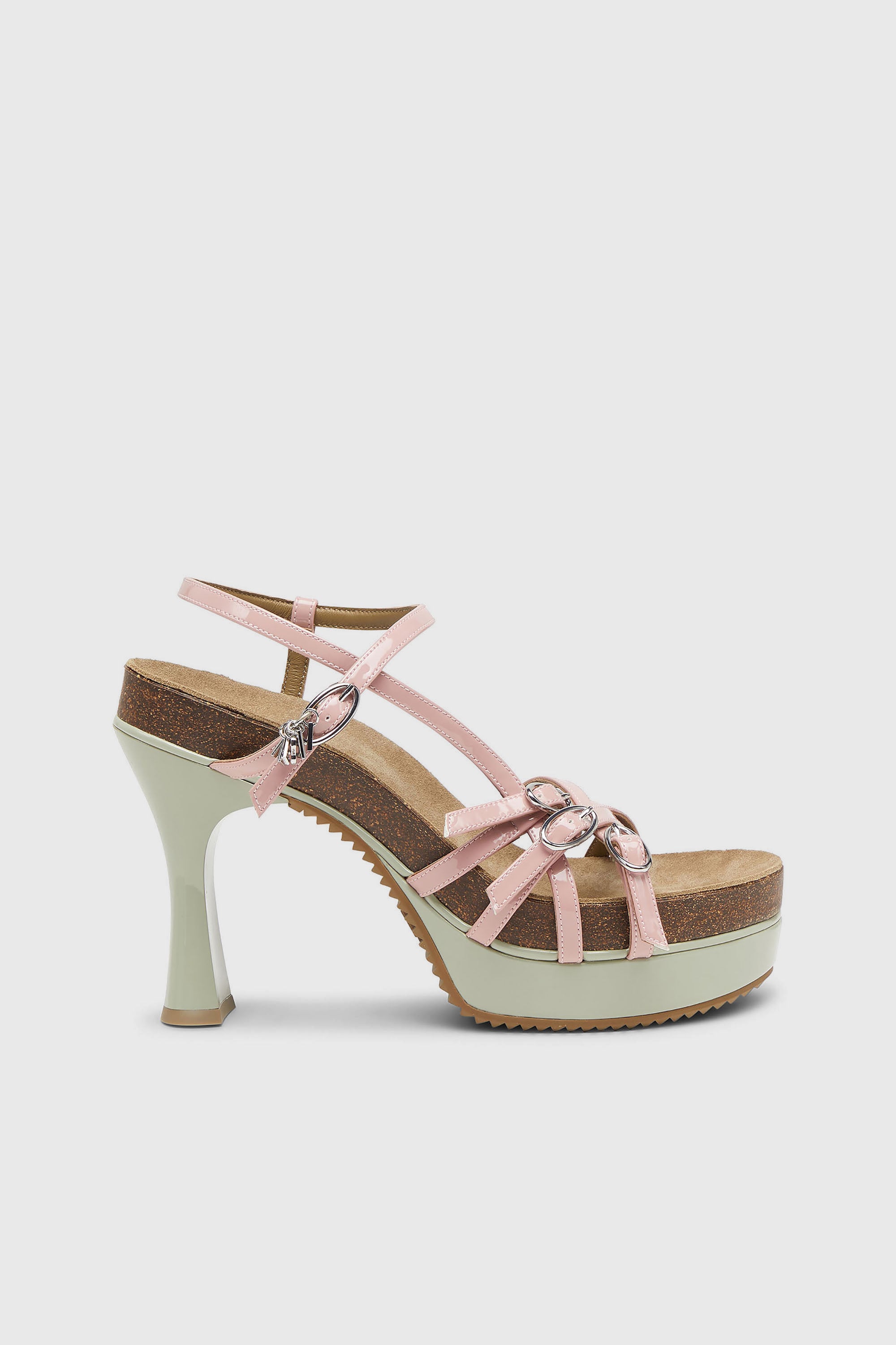 Diesel - D-WOODSTOCK 105 SANDAL, D-Woodstock-Sandalias de plataforma con tiras en PU brillante Mujer in Multicolor - 1