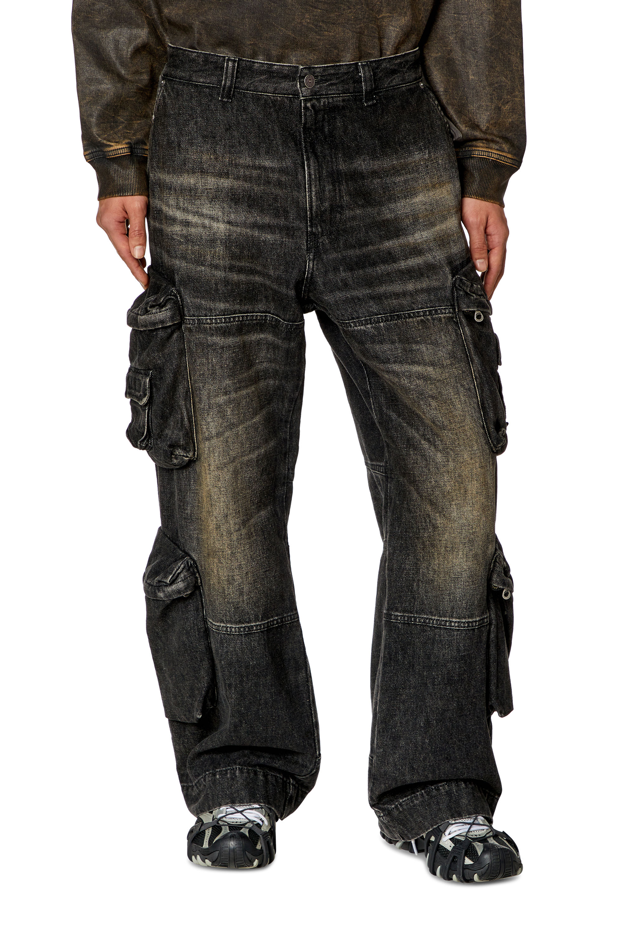 Diesel - Straight Jeans D-Fish 0GHAA, Negro/Gris oscuro - Image 1