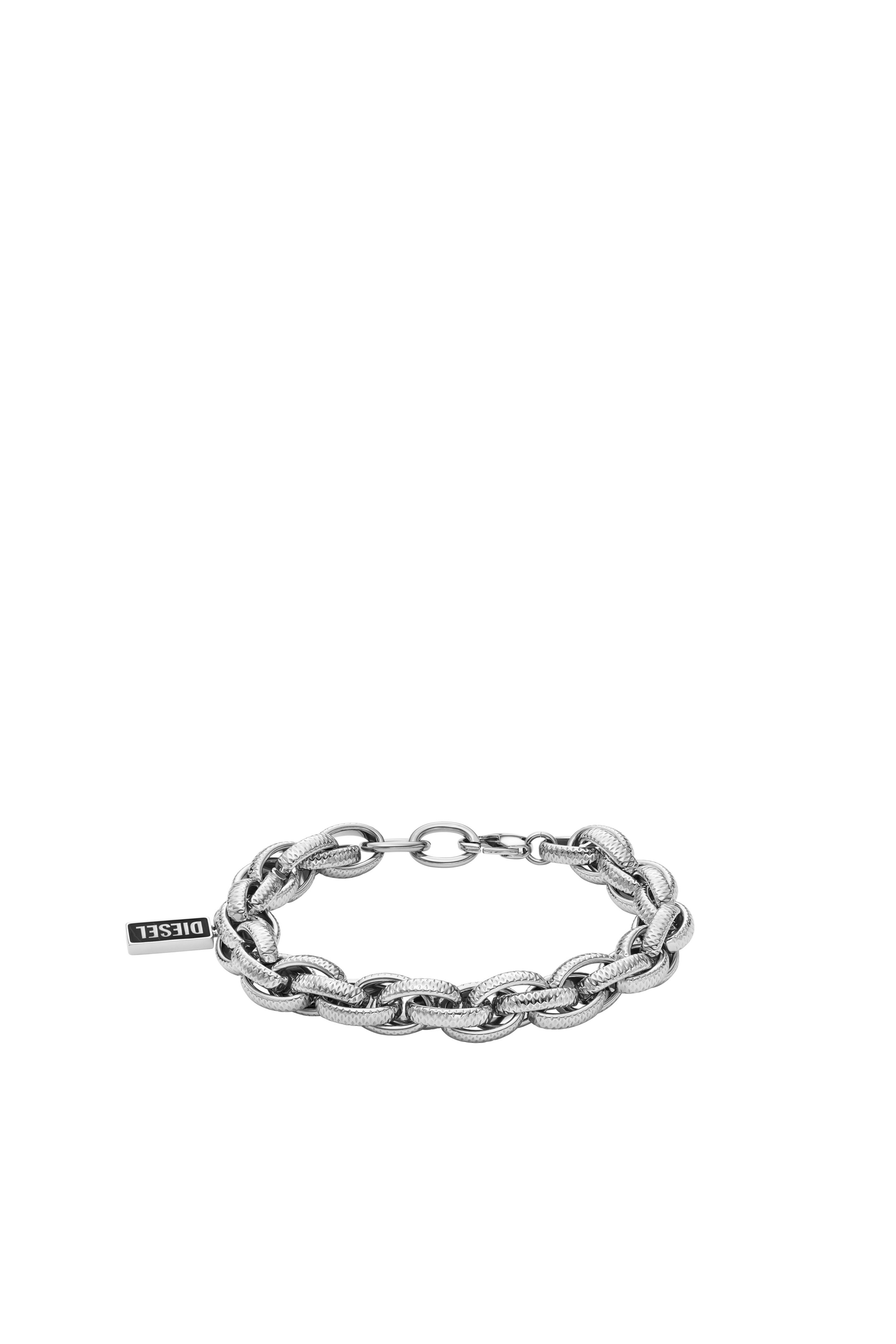 Diesel - DX1514, Pulsera de cadena de ágata negra Unisex in Plateado - 1