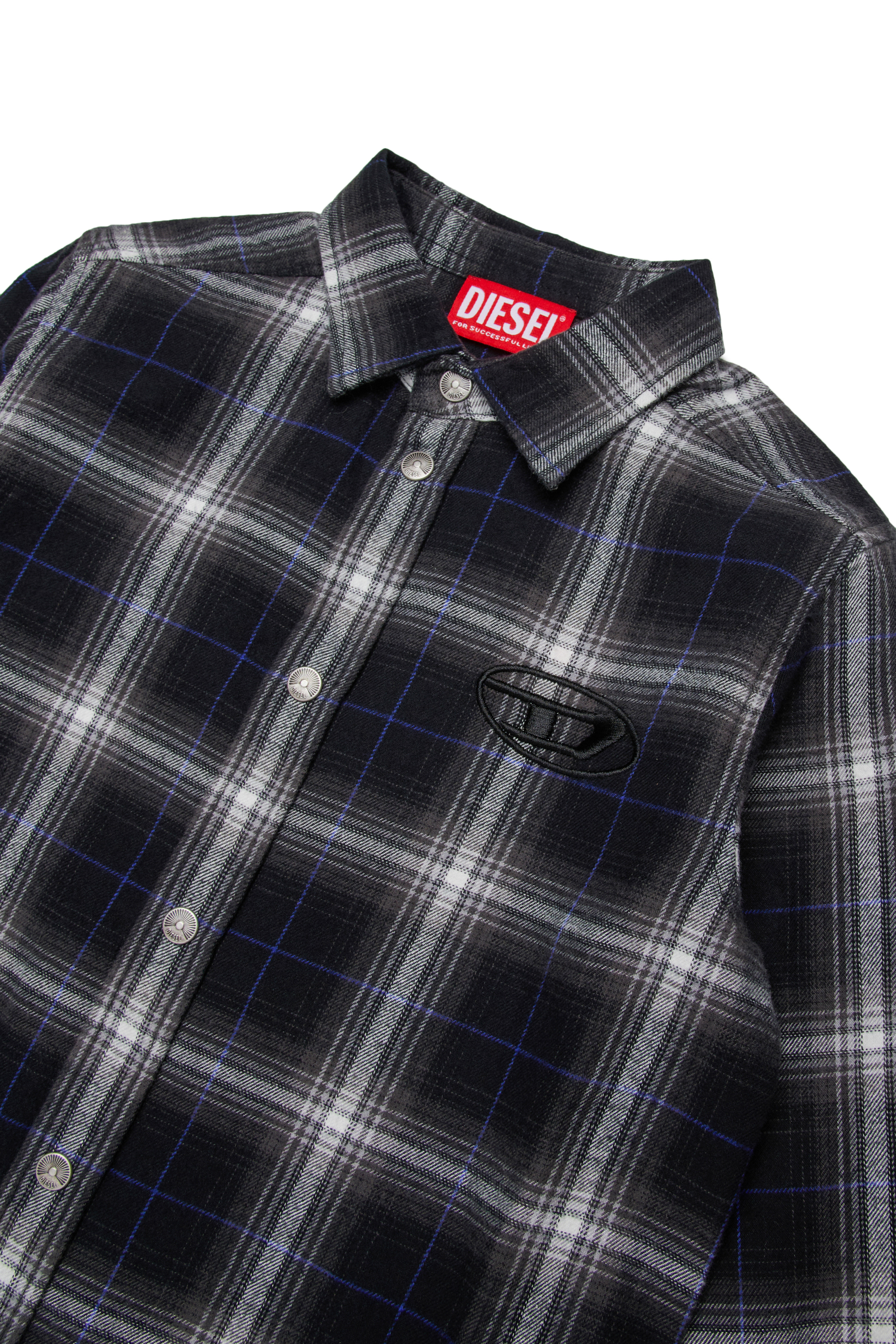 Diesel - CSSIMPLYA, Camisa de algodón con logo bordado Hombre in Azul marino - 3