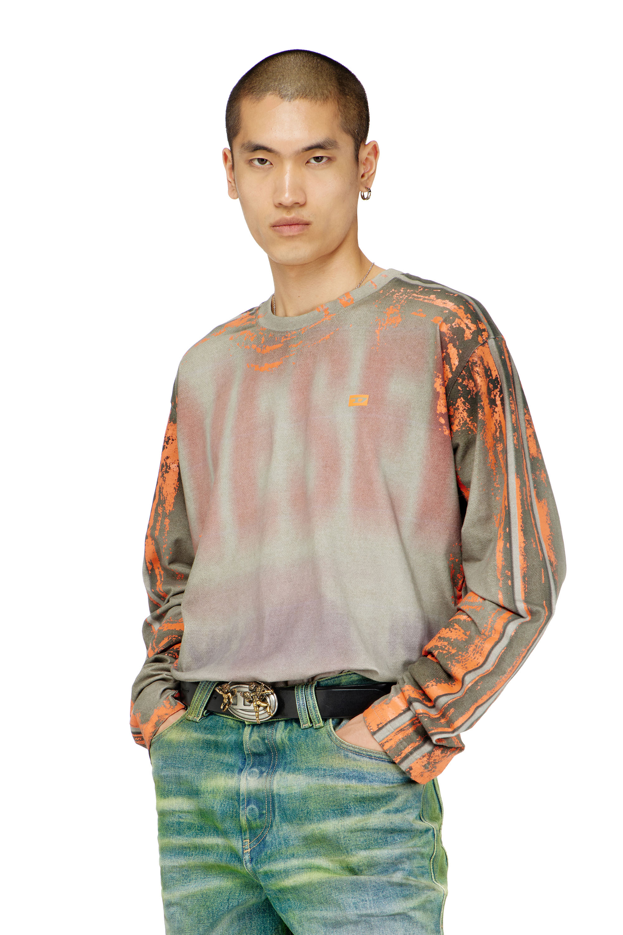 Diesel - T-FILMY, Camiseta de manga larga de jersey efecto agrietado Hombre in Multicolor - 1