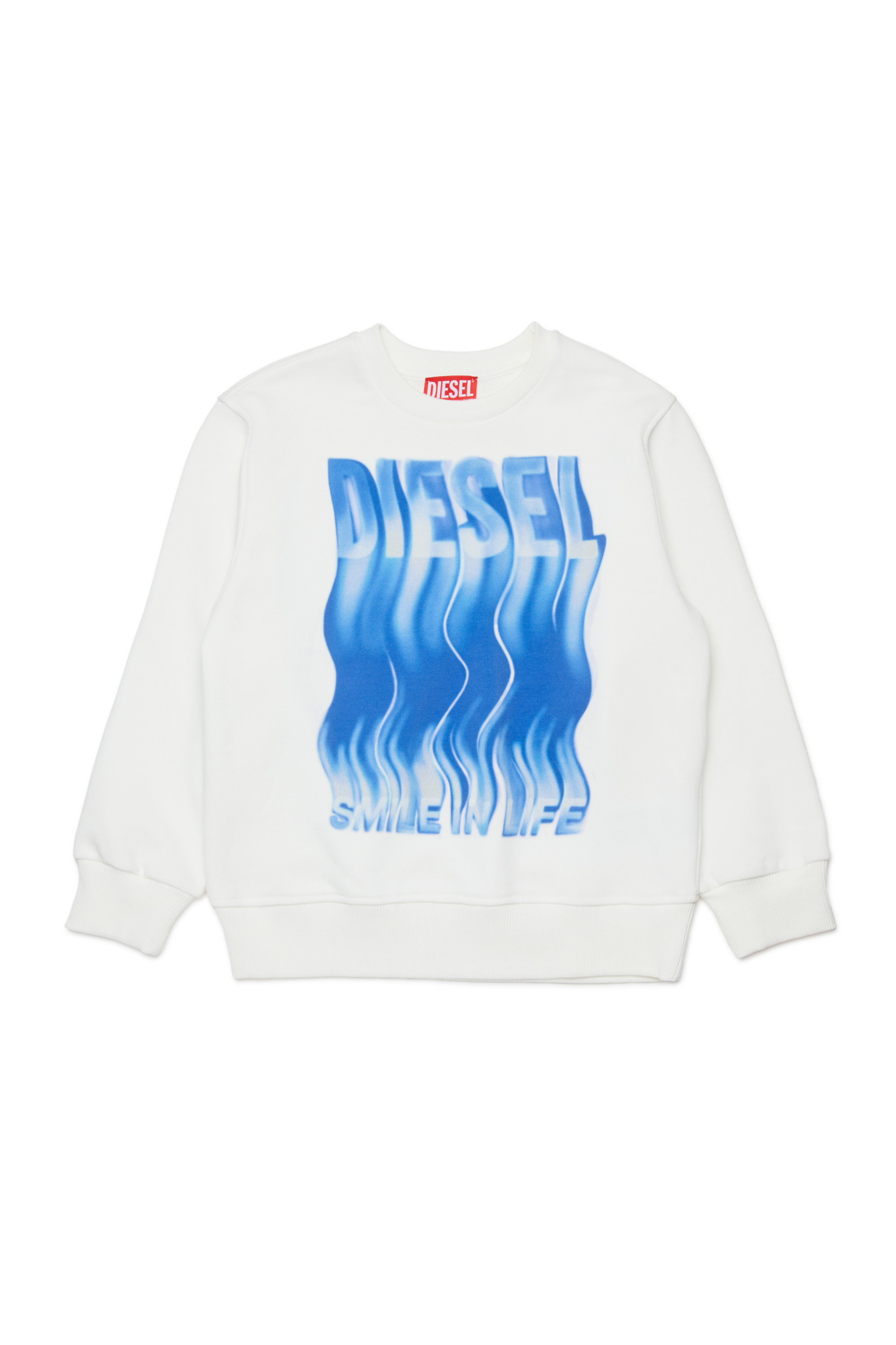 Diesel - SWIGGLY OVER, Sudadera con estampado de logo en ondas Hombre in Blanco - 1
