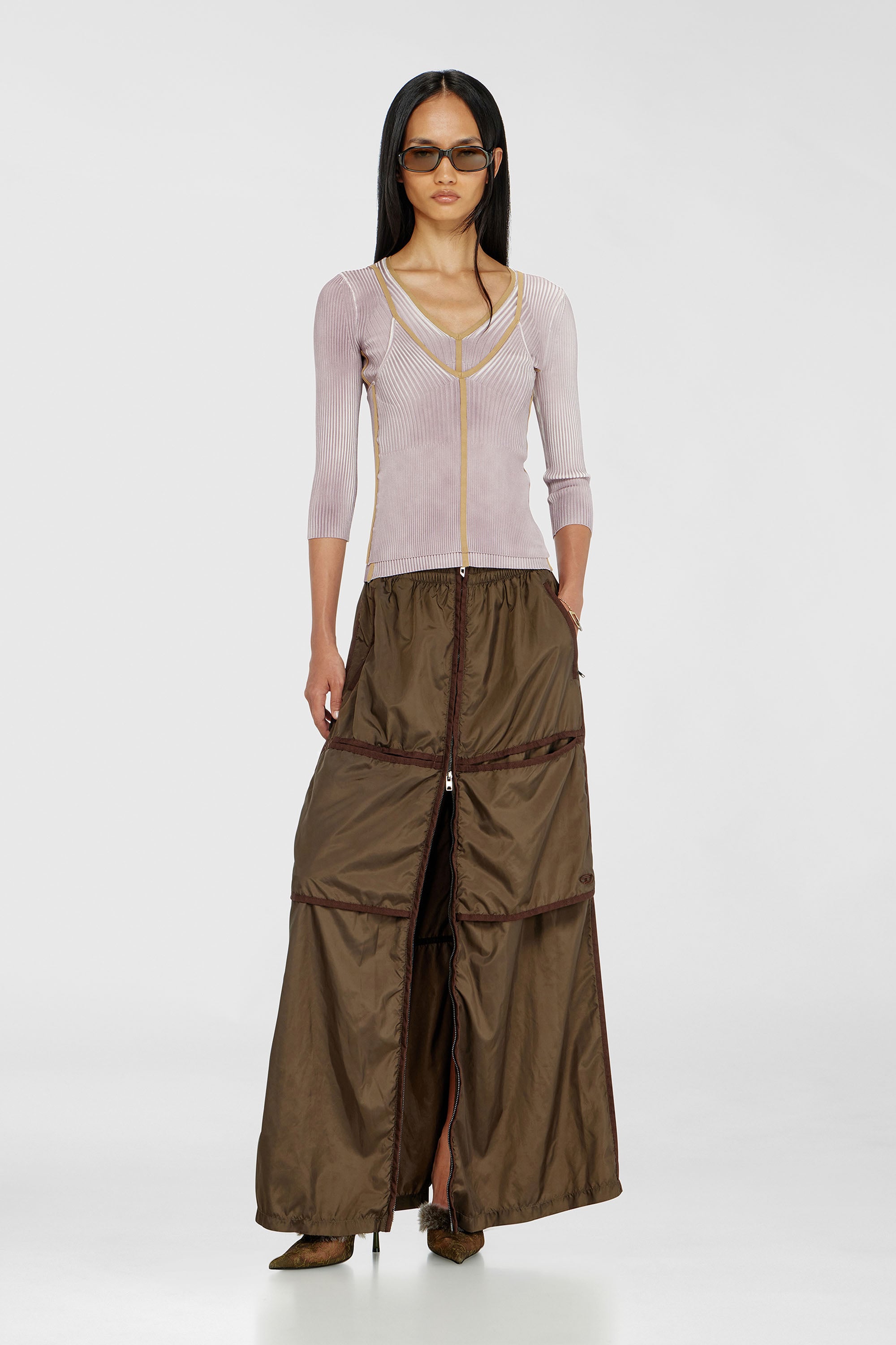 Diesel - M-SARMITE, Top de canal&eacute; con bandas en contraste Mujer in Morado - 2