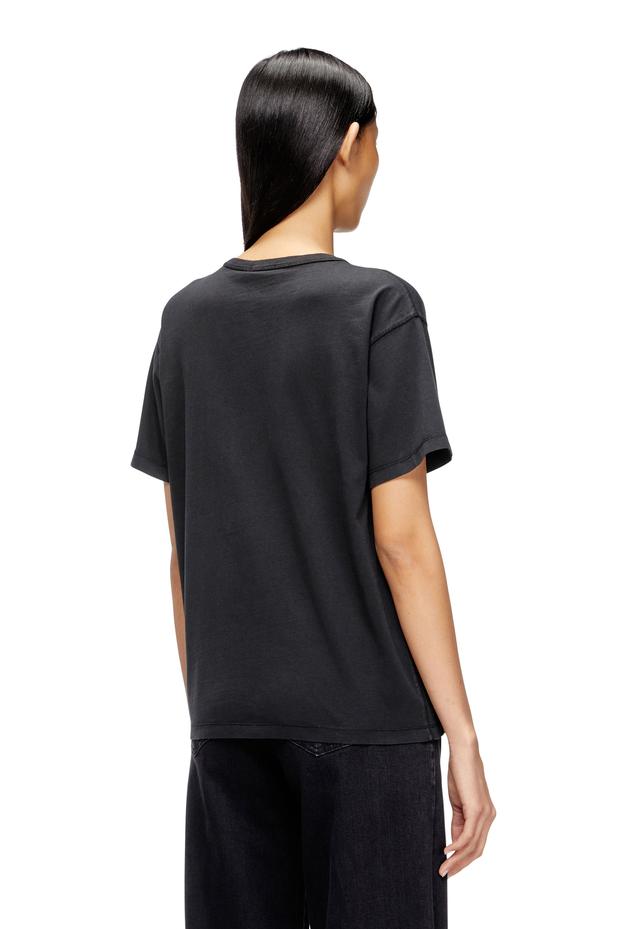 Diesel - T-NORMY-OD-S1, Cotton T-shirt with metallic Oval D Mujer in Negro - 4
