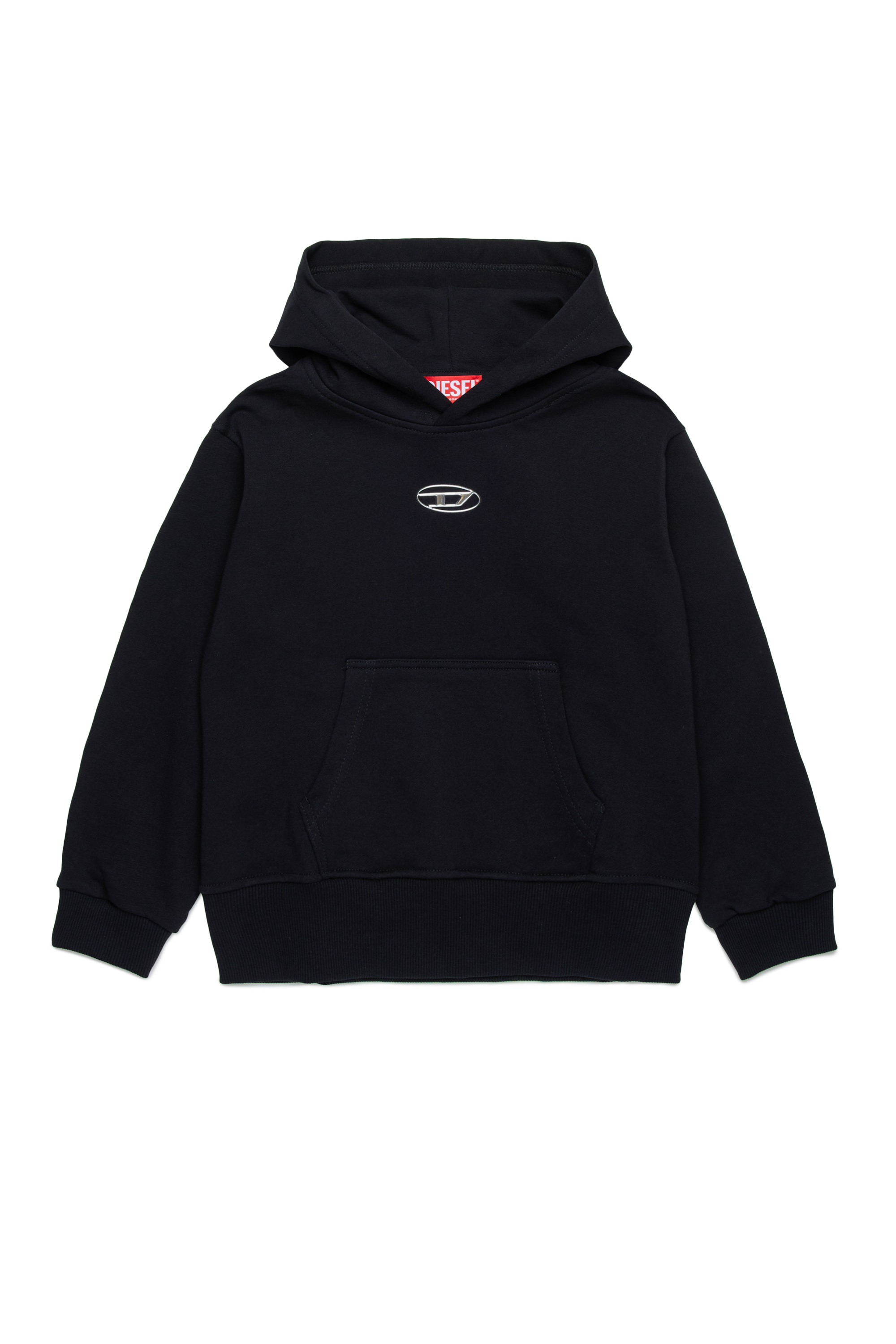 Diesel - SMACSHOODOD OVER, Sudadera con capucha y logotipo Oval D de aspecto metálico Hombre in Negro - 1