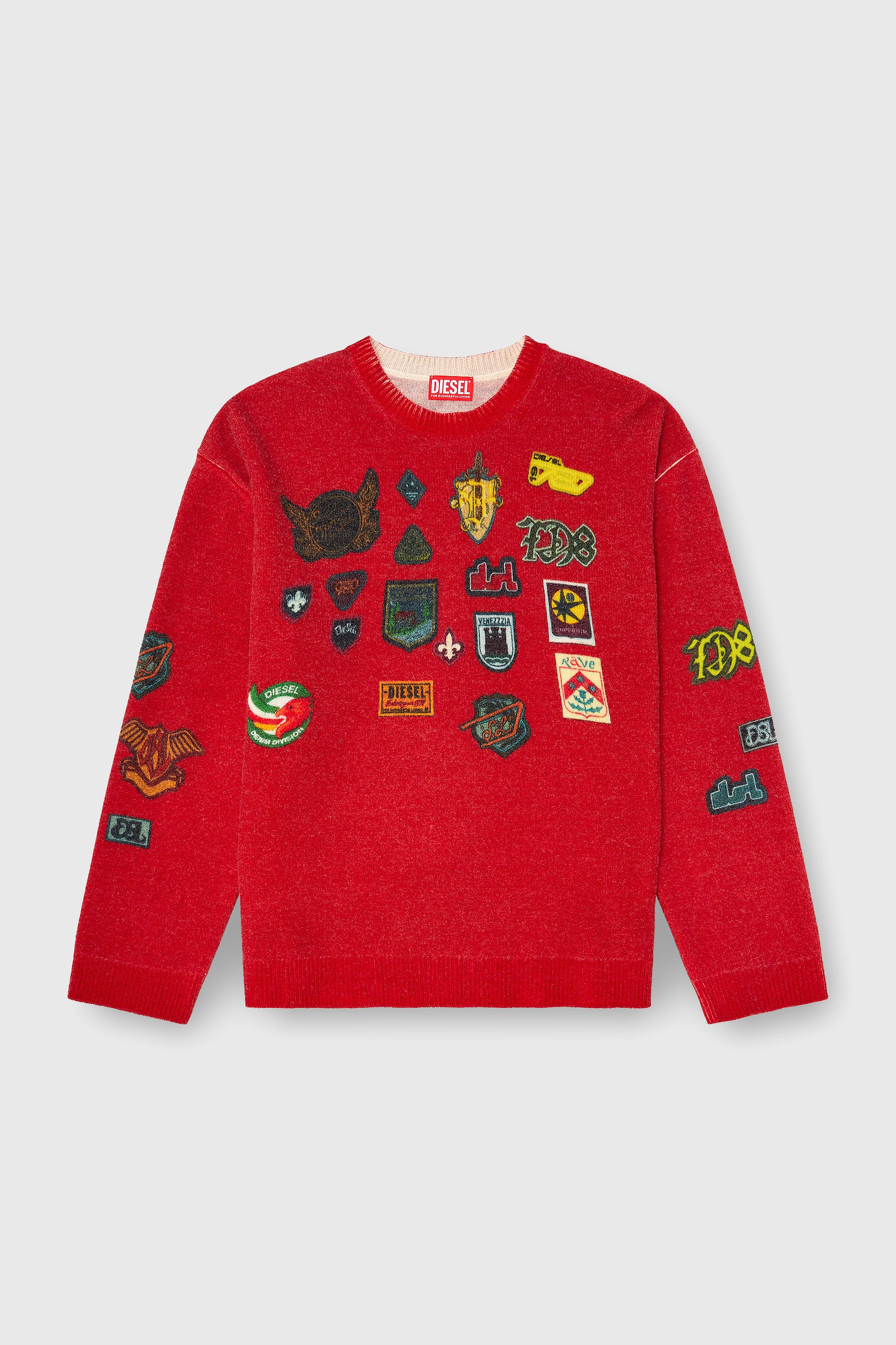Diesel - K-PATCY, Jersey de lana con parches impresos Hombre in Rojo - 2