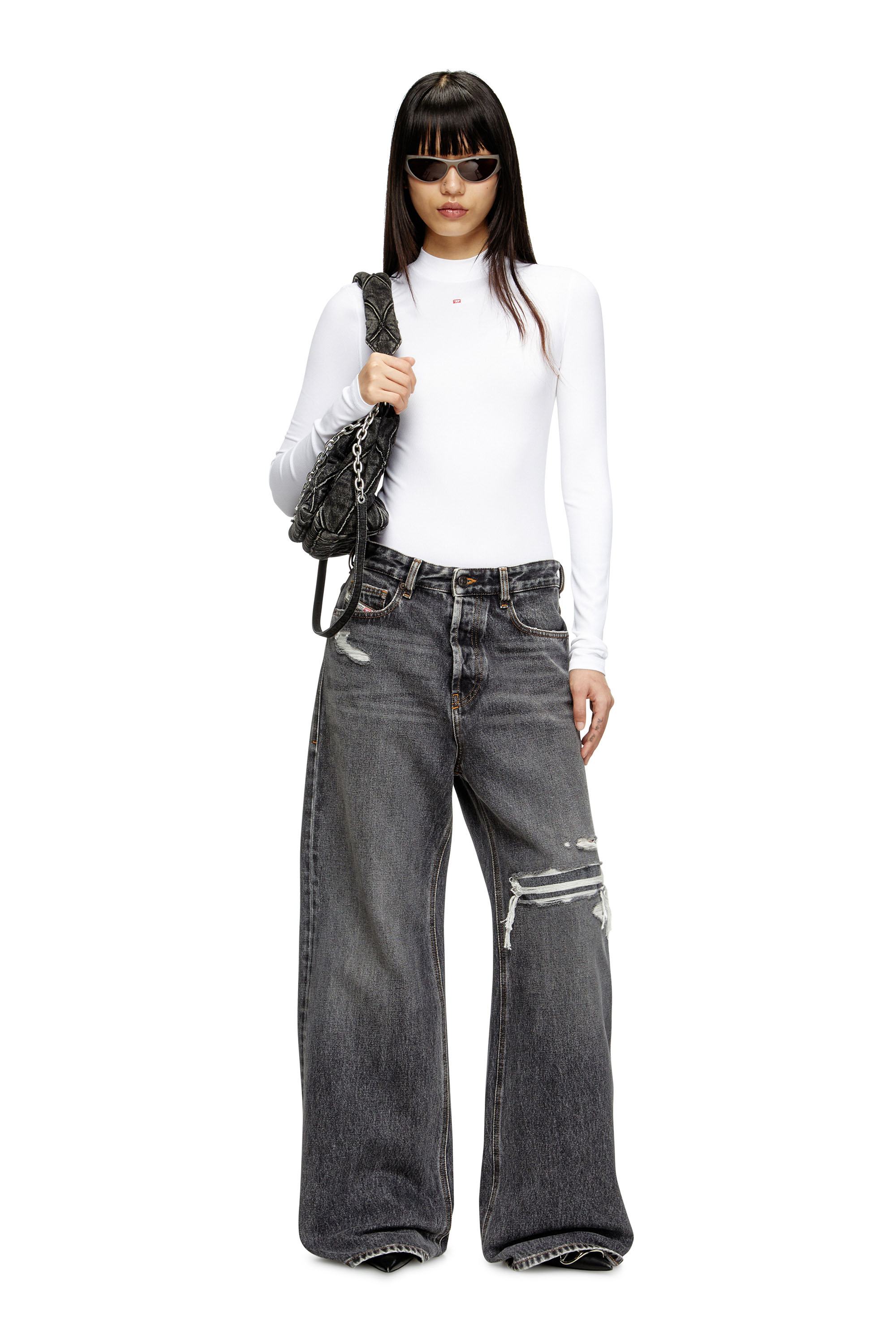 Diesel - Relaxed Jeans 1996 D-Sire 007F6 Mujer, Negro/Gris oscuro - 2