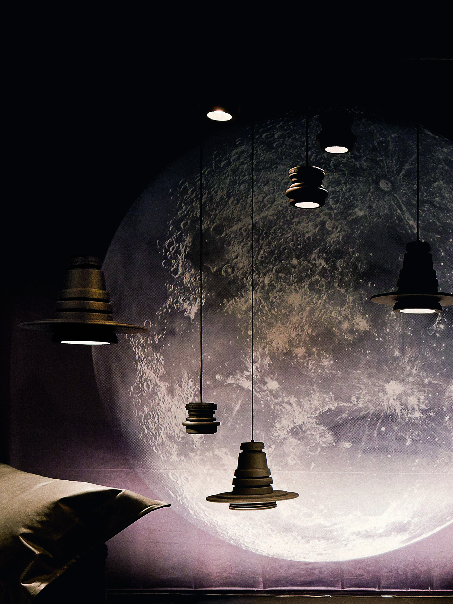 Diesel - TOOL GRANDE SOSP, L&aacute;mpara grande inspirada en lente de c&aacute;mara r&eacute;flex Unisex in Negro - 3